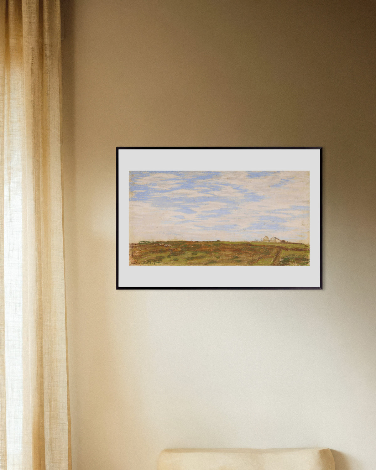 Poster Paisagem (1864–1866), de Claude Monet, com moldura de metal