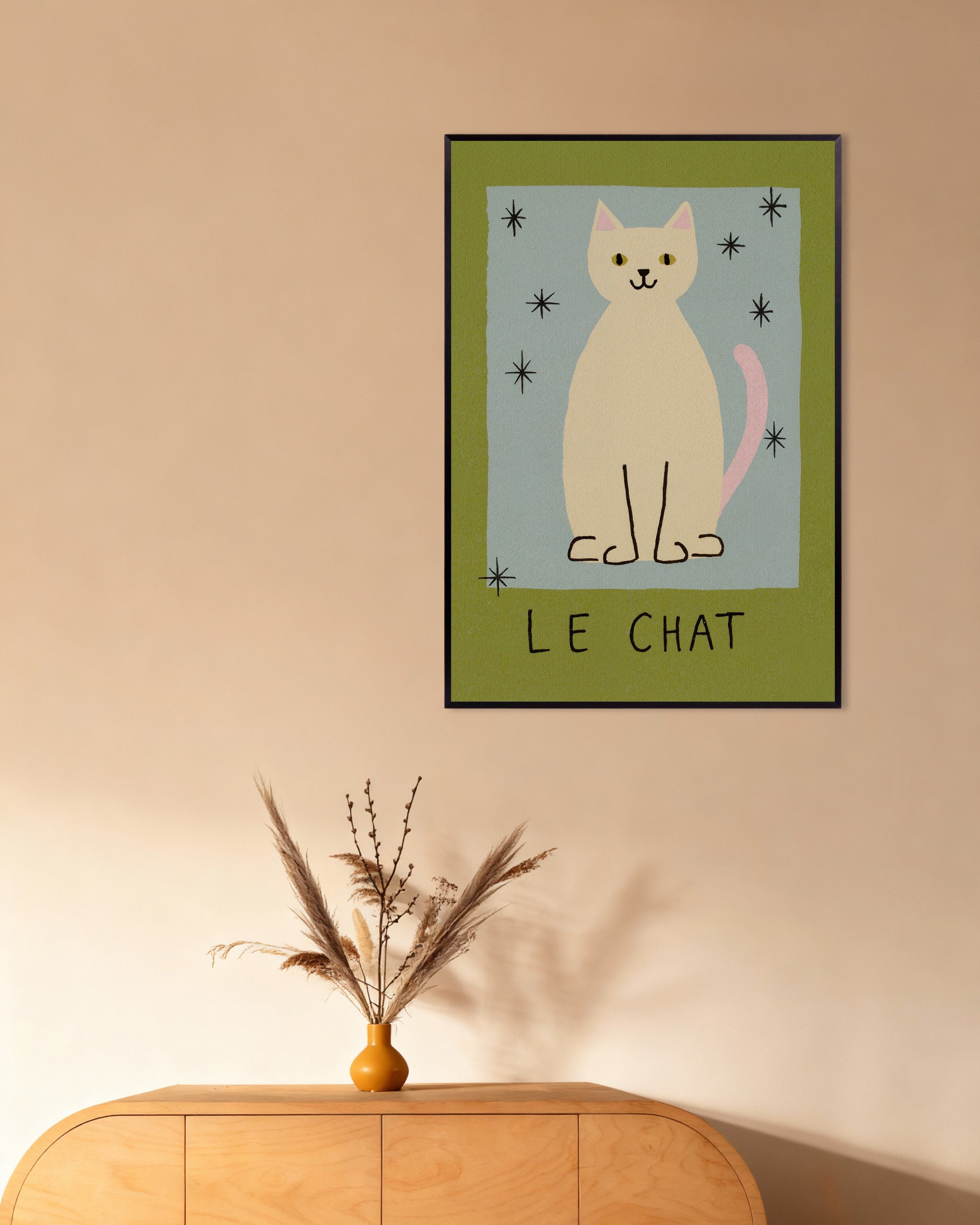 Poster of Le Chat - Mid-Century Cat Poster, with metal frame