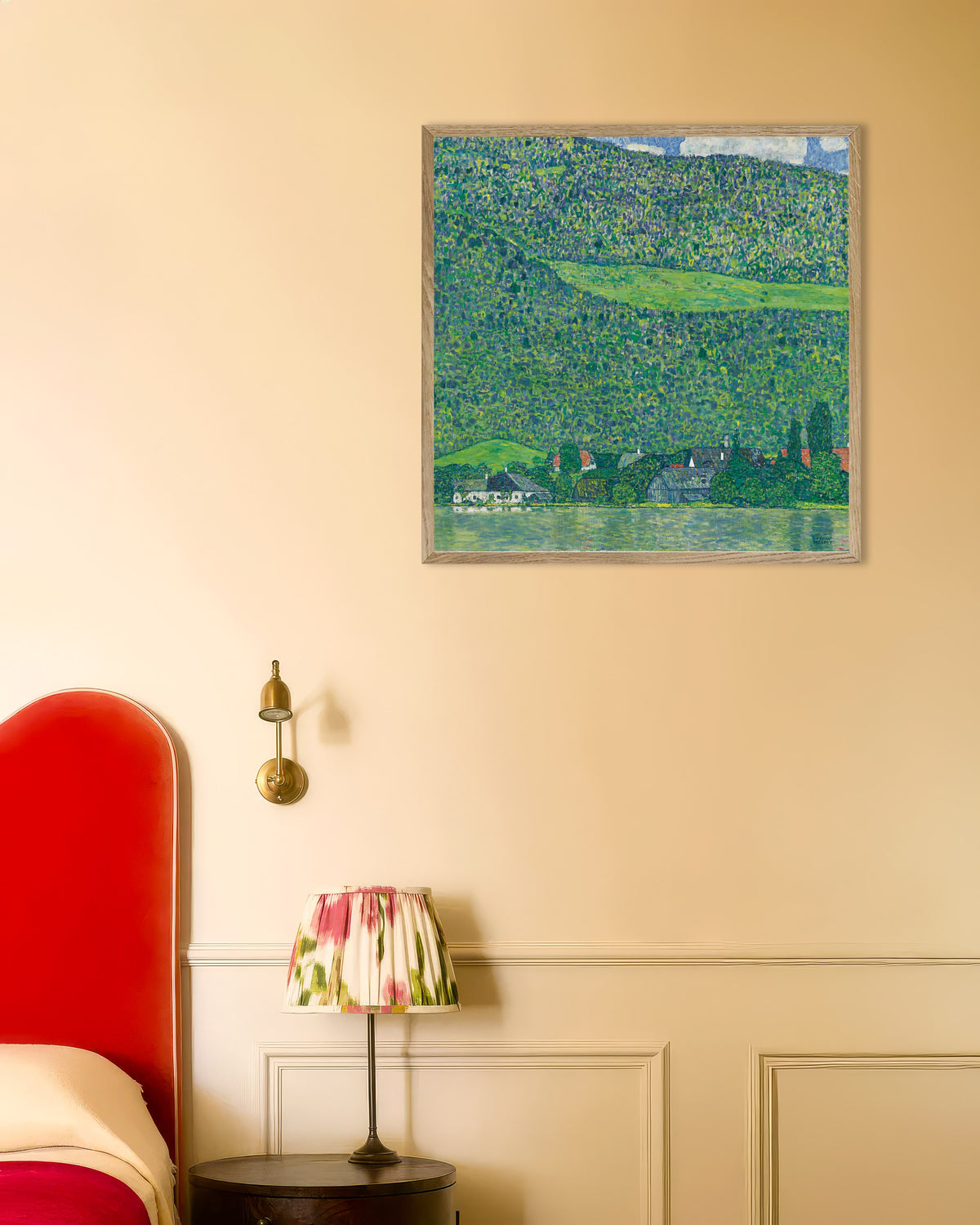 Poster Litzlberg no Attersee (1914–1915), de Gustav Klimt, com moldura de madeira natural