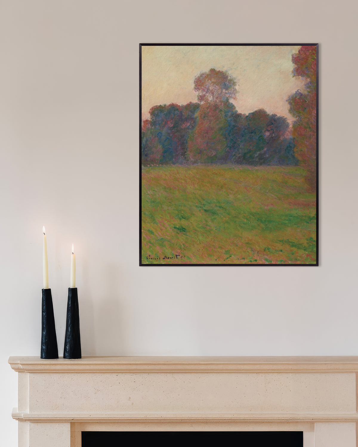 Poster Prado em Giverny (1886), de Claude Monet, com moldura de metal