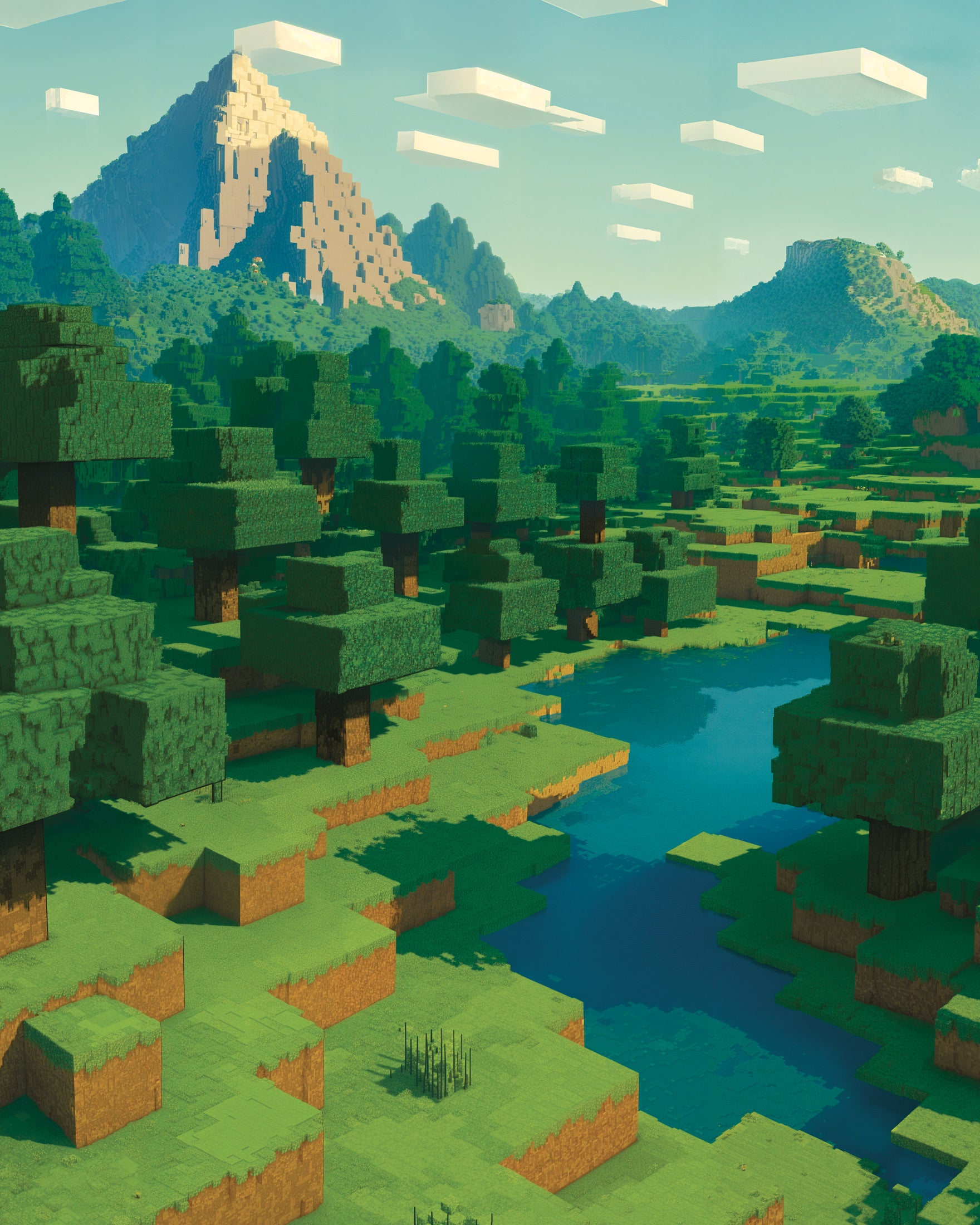 Paisagem de Montanha Minecraft – pôster para fãs de pixel art