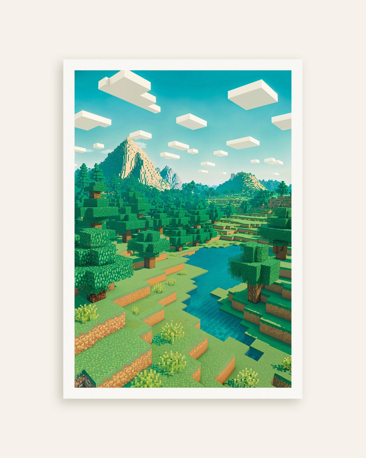 Poster de Mundo dos píxeis, paisagem de montanha, arte pixelizada de fã, miniatura