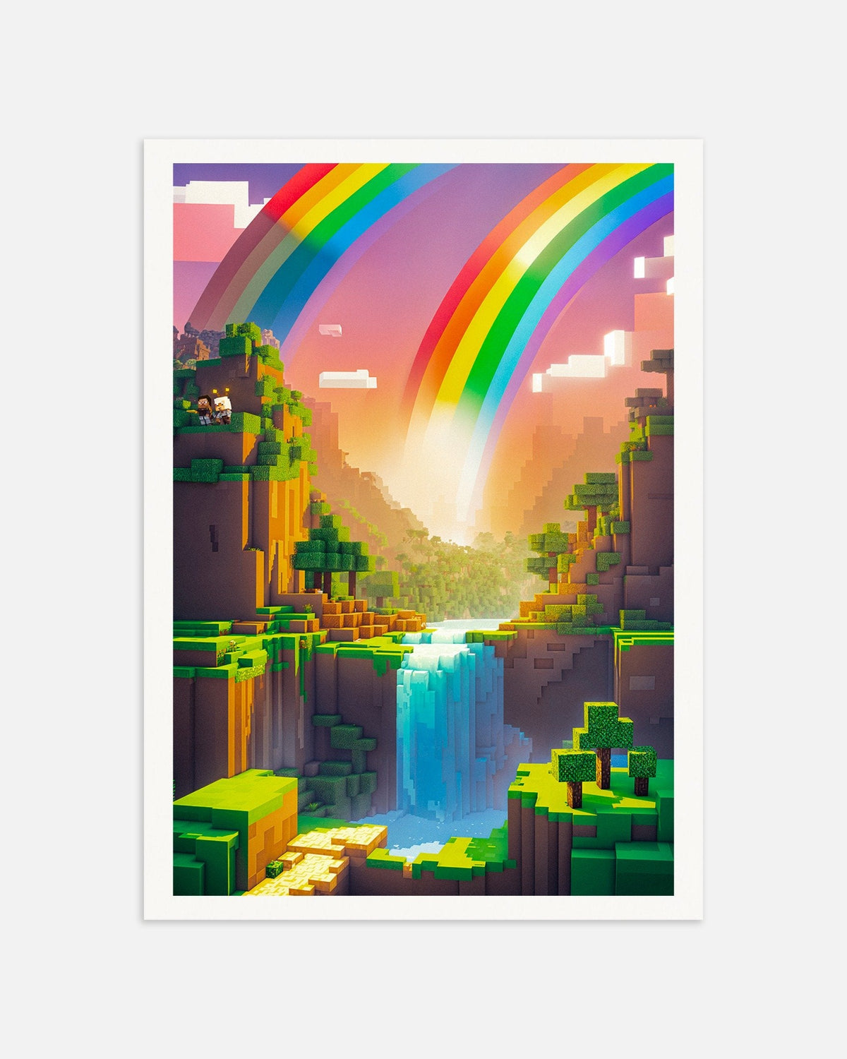Miniatura do poster «Vale arco-íris pixelizado - paisagem fantástica»