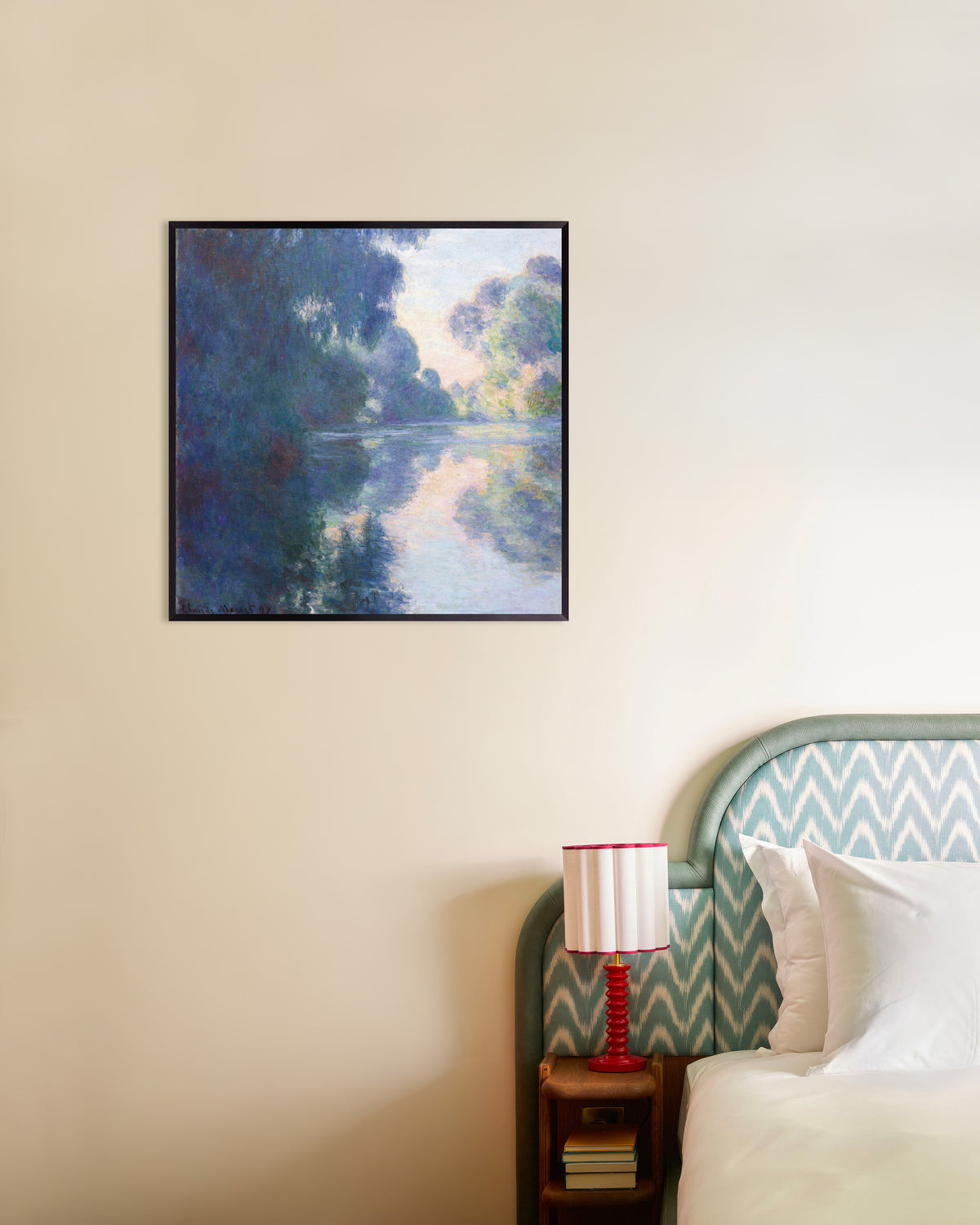 Poster Manhã no Sena (1897), de Claude Monet, com moldura de metal