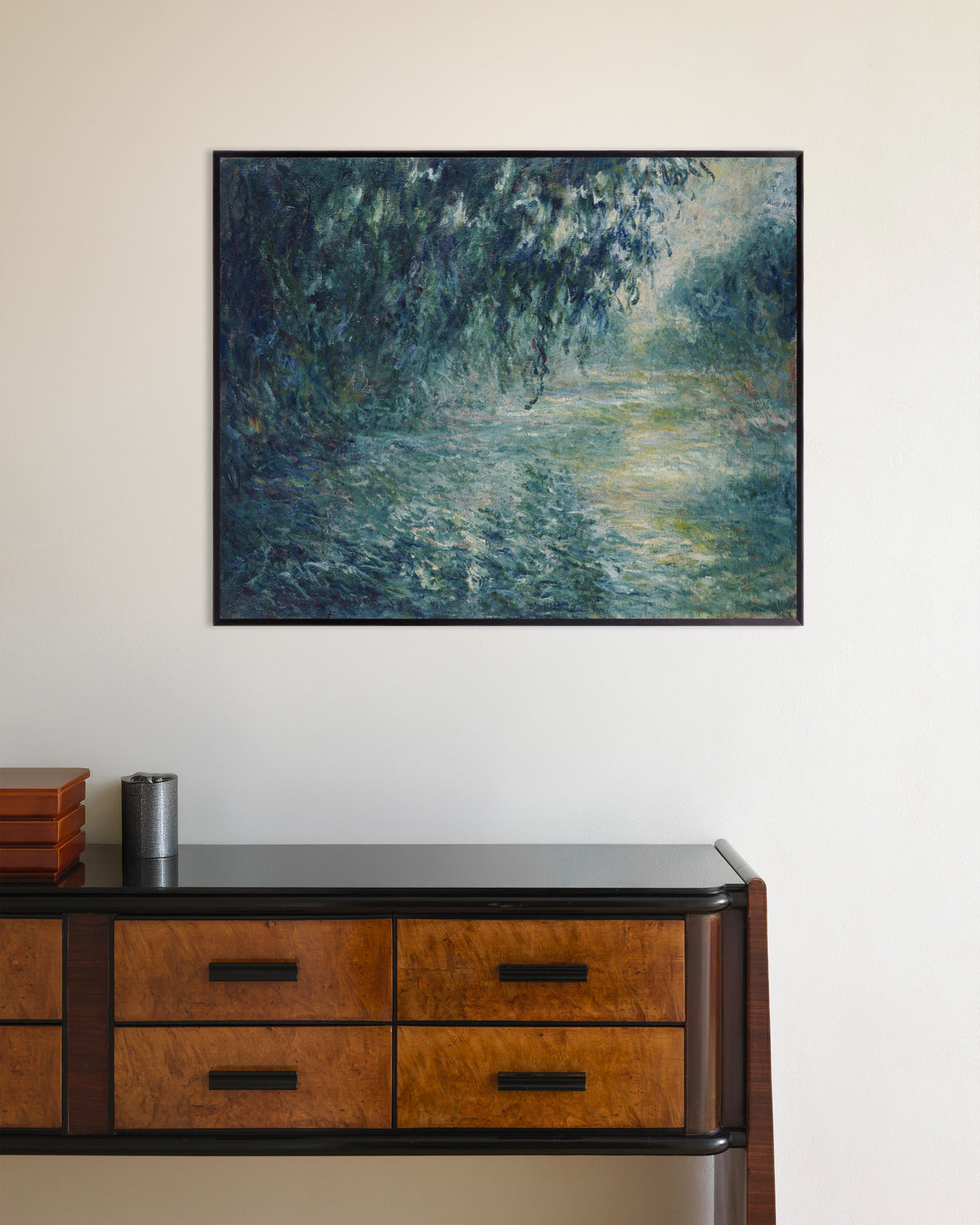 Poster Manhã no Sena (1898), de Claude Monet, com moldura de metal