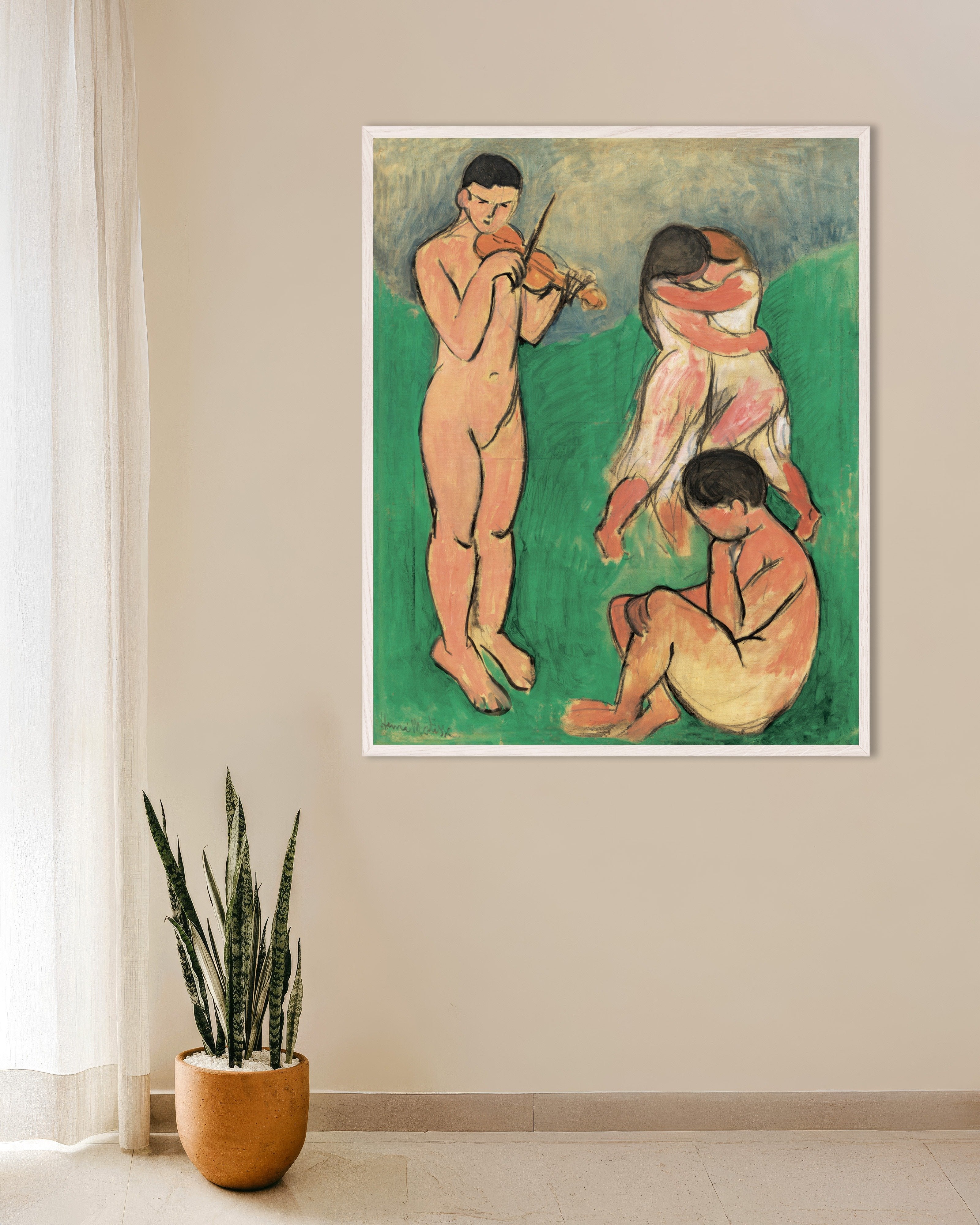 Poster of Music (1907) by Henri Matisse - Poster, with white wooden frame