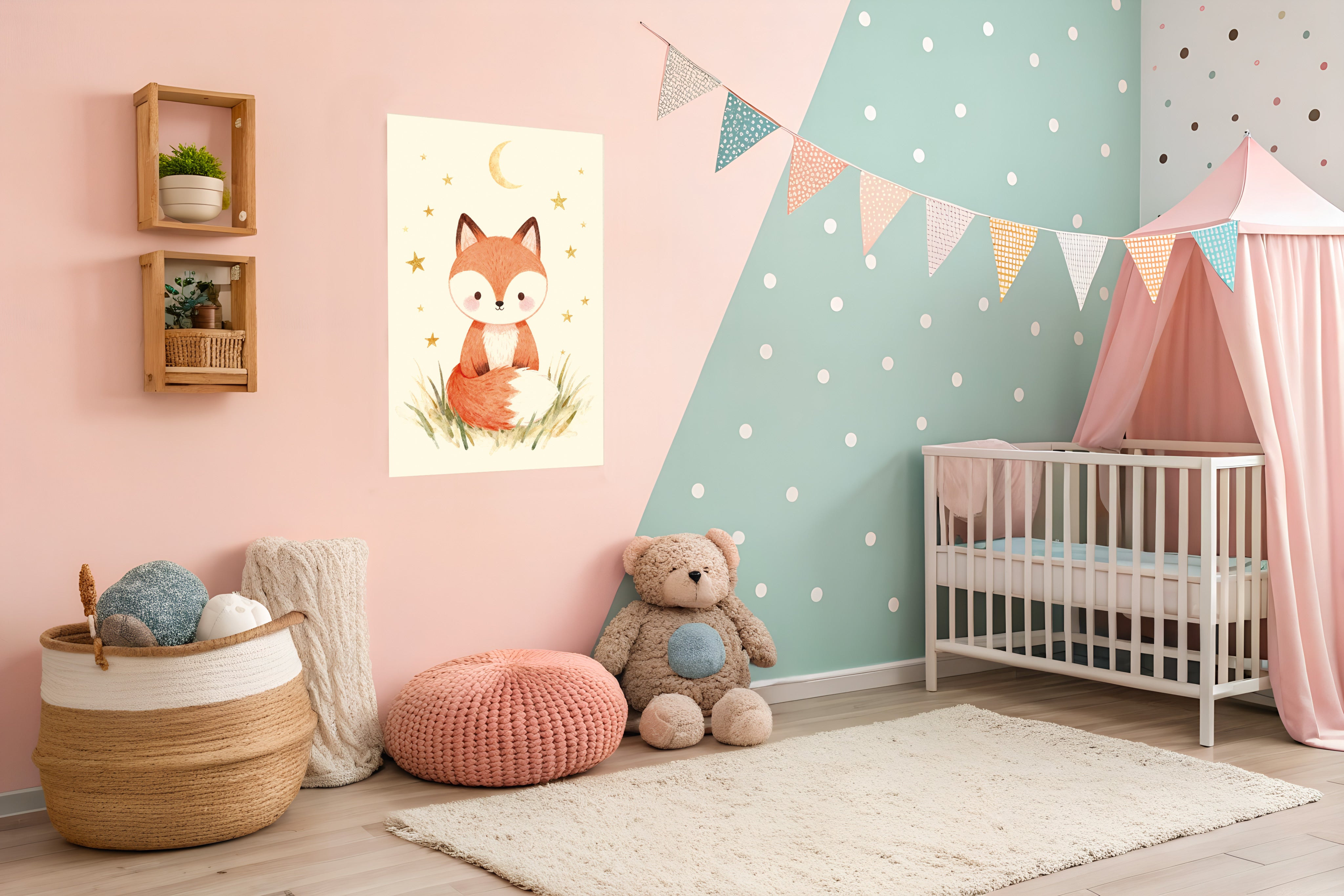 Pôster da Raposa - Arte de Parede para Quarto Infantil na Floresta