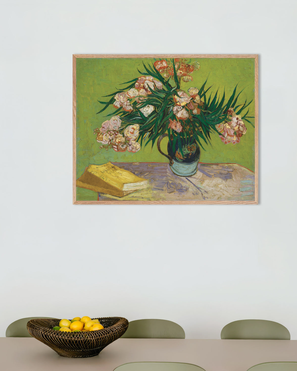 Poster de Oleandros (1888), de Vincent van Gogh, com moldura de madeira natural