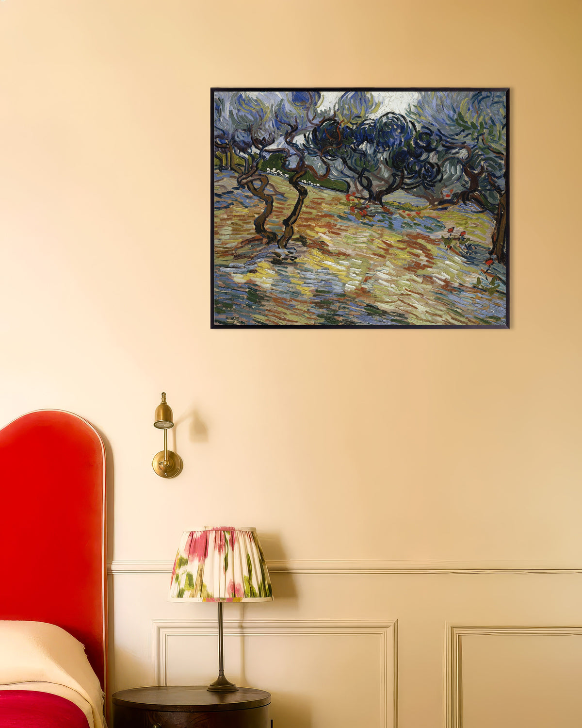 Poster Oliveiras (1889), de Vincent van Gogh, com moldura de metal