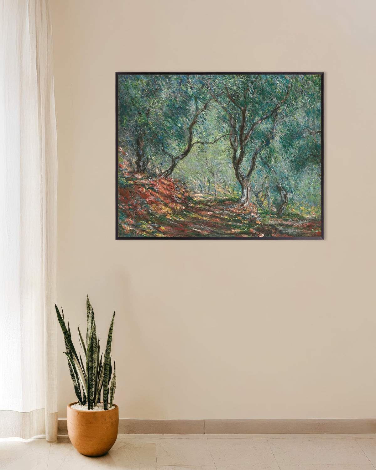 Poster Olival no Jardim Moreno (1884), de Claude Monet, com moldura de metal