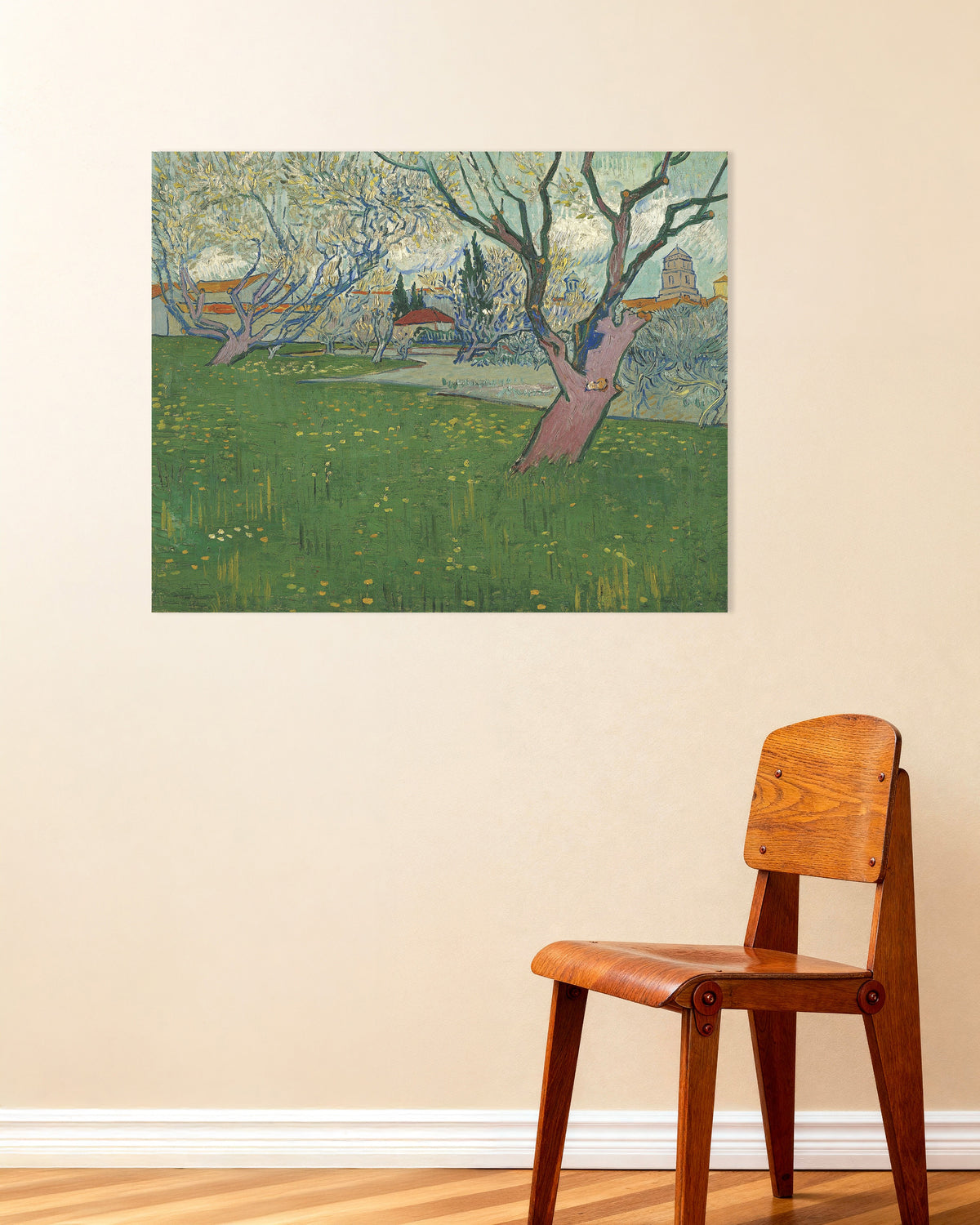 Poster de Pomar em Flor com Vista para Arles (1889), de Vincent van Gogh