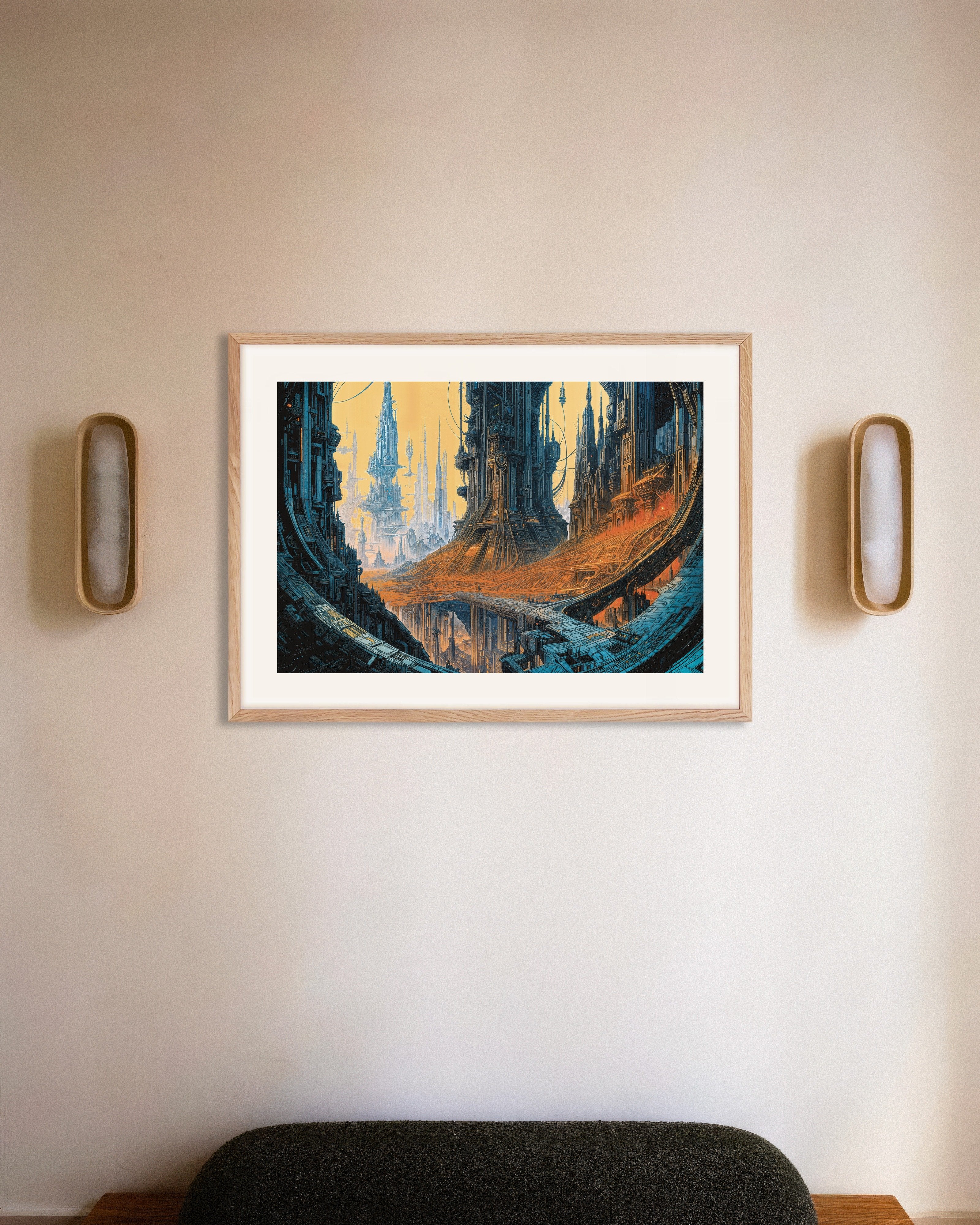 Poster of Other Worlds Than These - tribute to Métal Hurlant 01 - Poster, with natural wooden frame