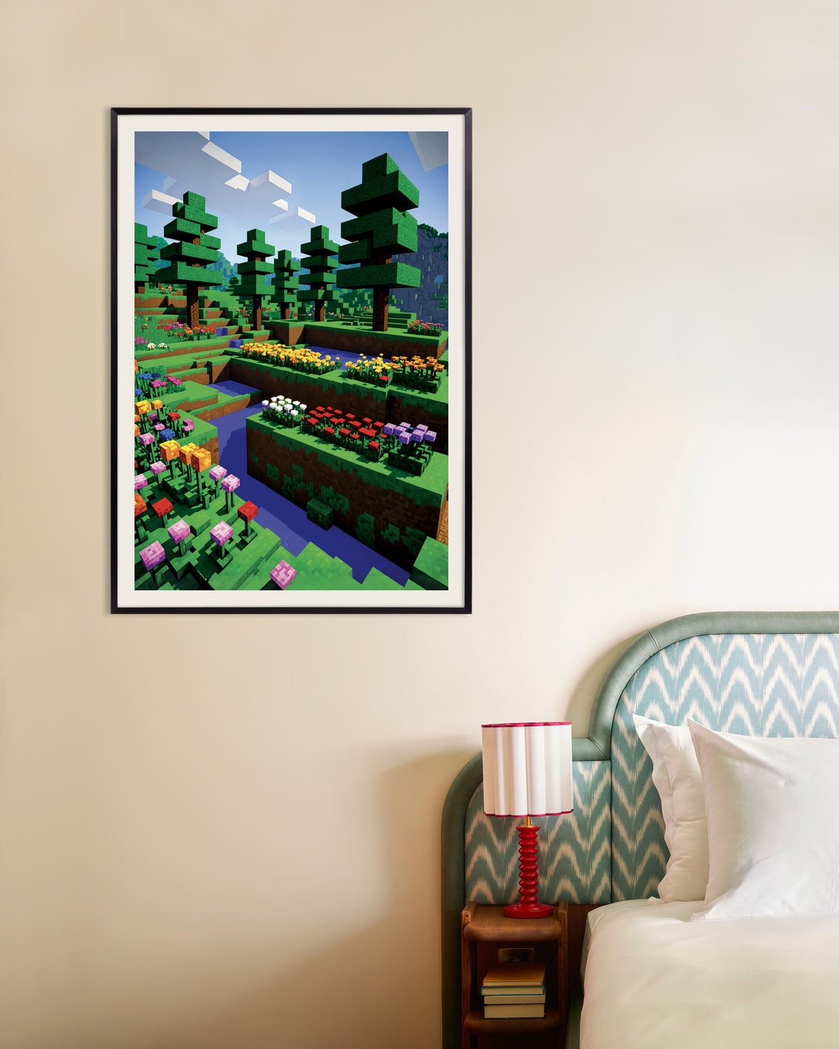 Poster Flores Pixelizadas, com moldura metálica