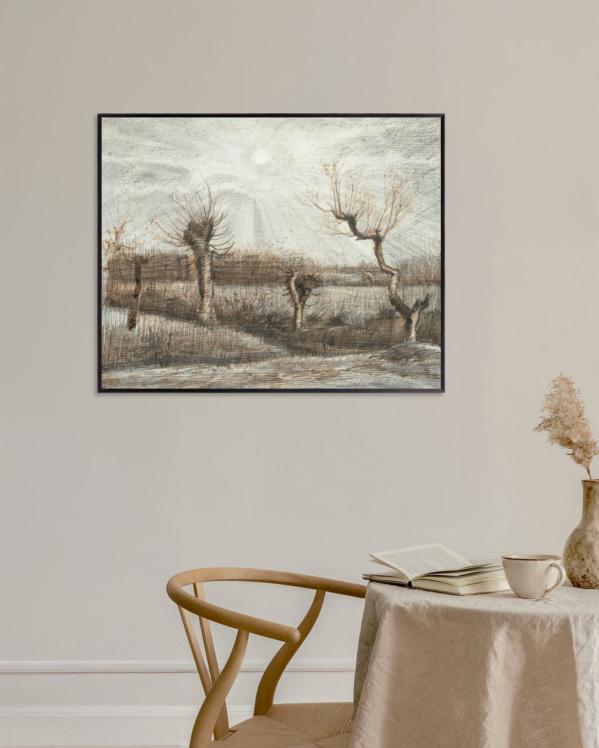 Poster de Salgueiros podados (1884), de Vincent van Gogh, com moldura metálica