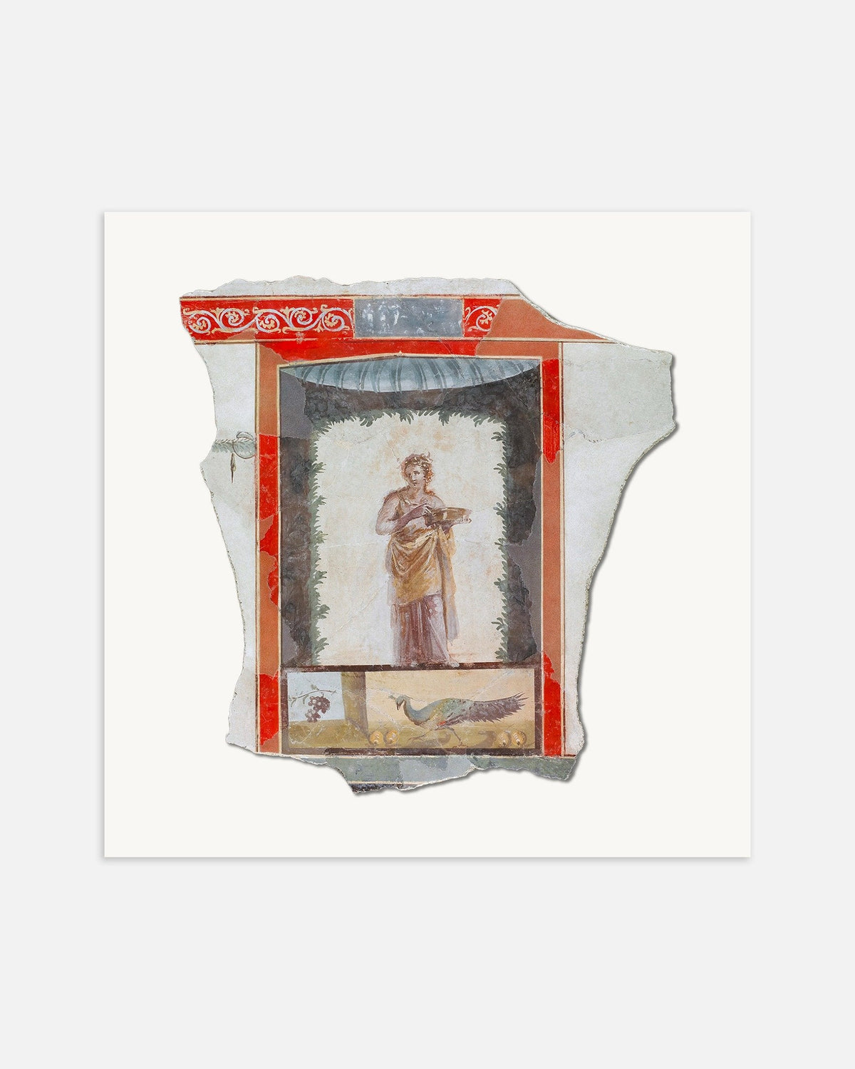 Poster do fragmento de fresco com ménade e pavão, Pompeia