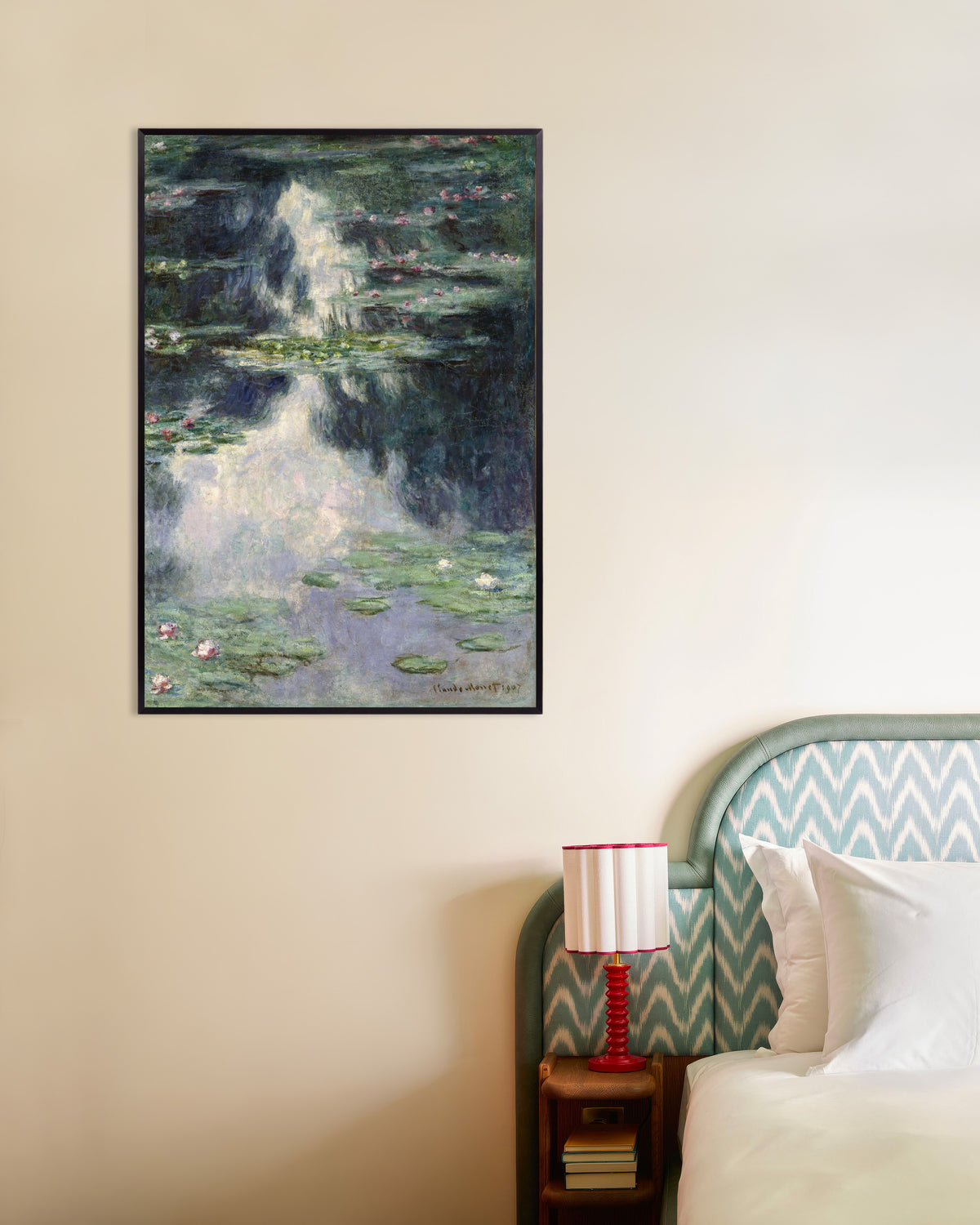 Poster Lago com Nenúfares (1907), de Claude Monet, com moldura de metal