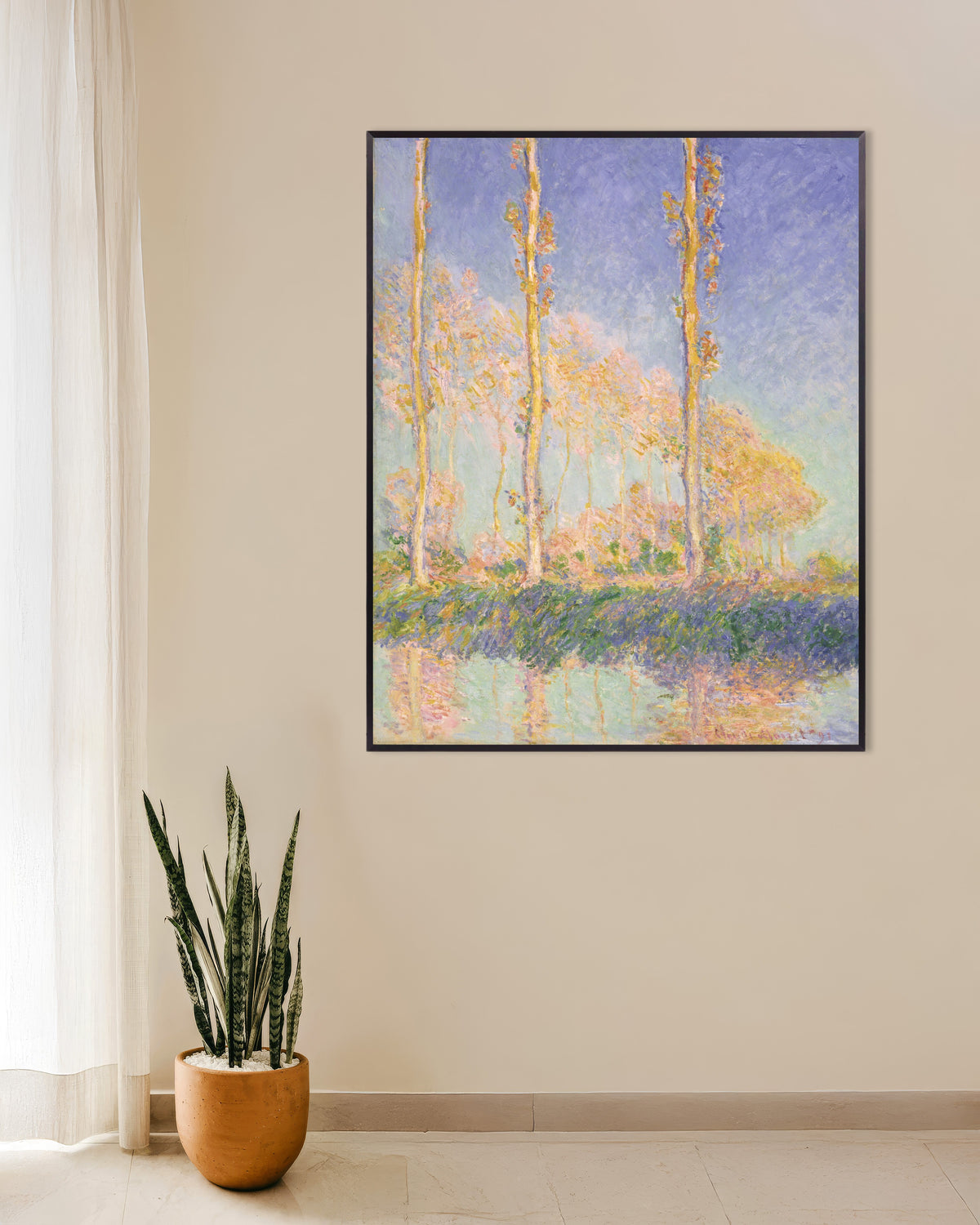 Poster Choupos (1891), de Claude Monet, com moldura de metal
