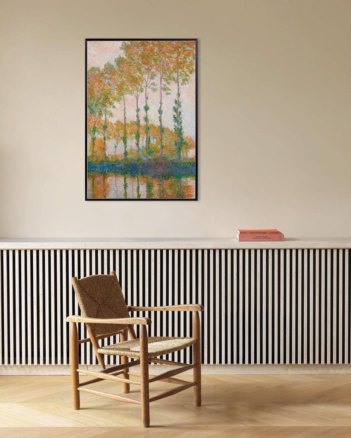 Poster Choupos nas Margens do Epte, Outono (1891), de Claude Monet, com moldura de metal