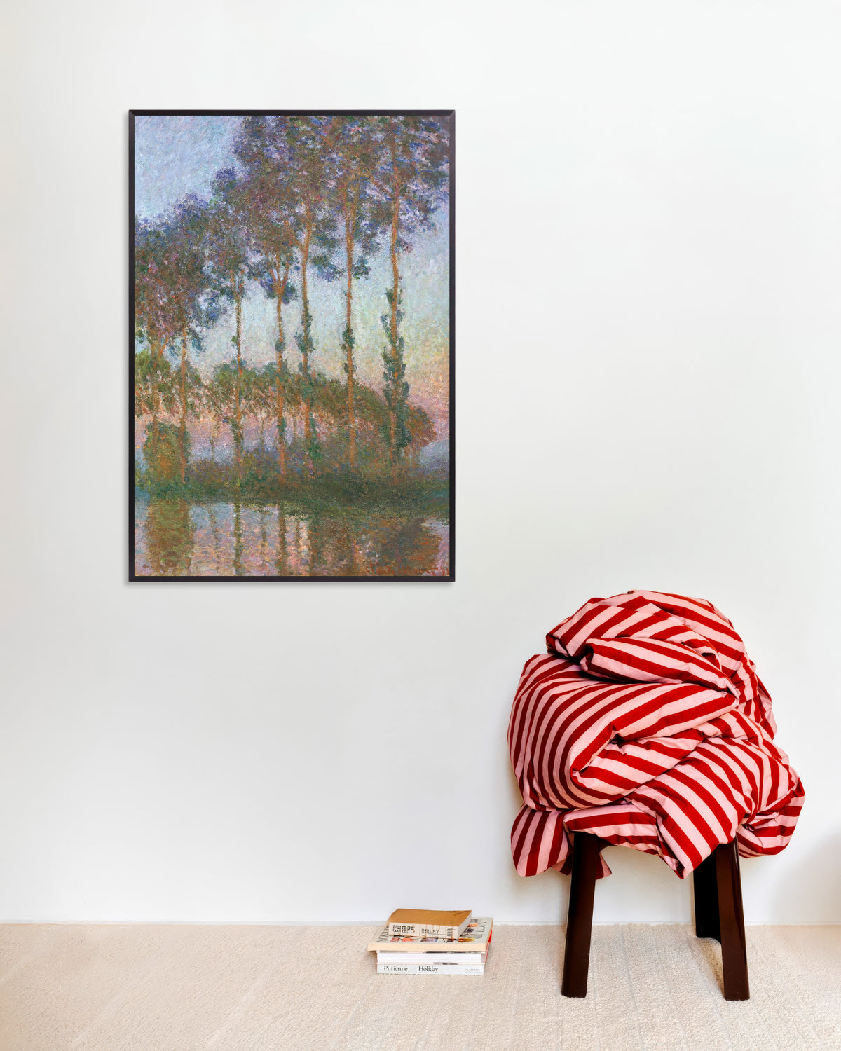 Poster Choupos nas Margens do Epte, Crepúsculo (1891), de Claude Monet, com moldura de metal