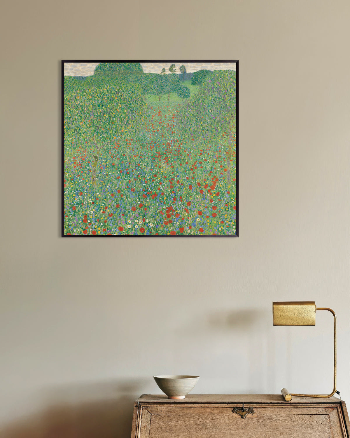 Poster Campo de Papoilas (1907), de Gustav Klimt, com moldura de metal