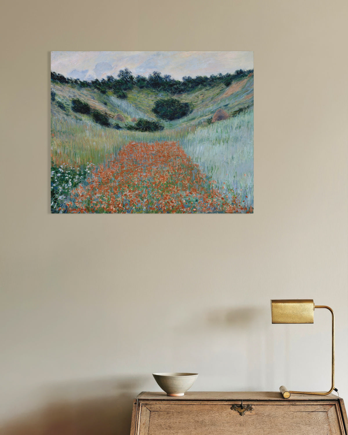 Poster Campo de Papoilas numa Depressão perto de Giverny (1885), de Claude Monet