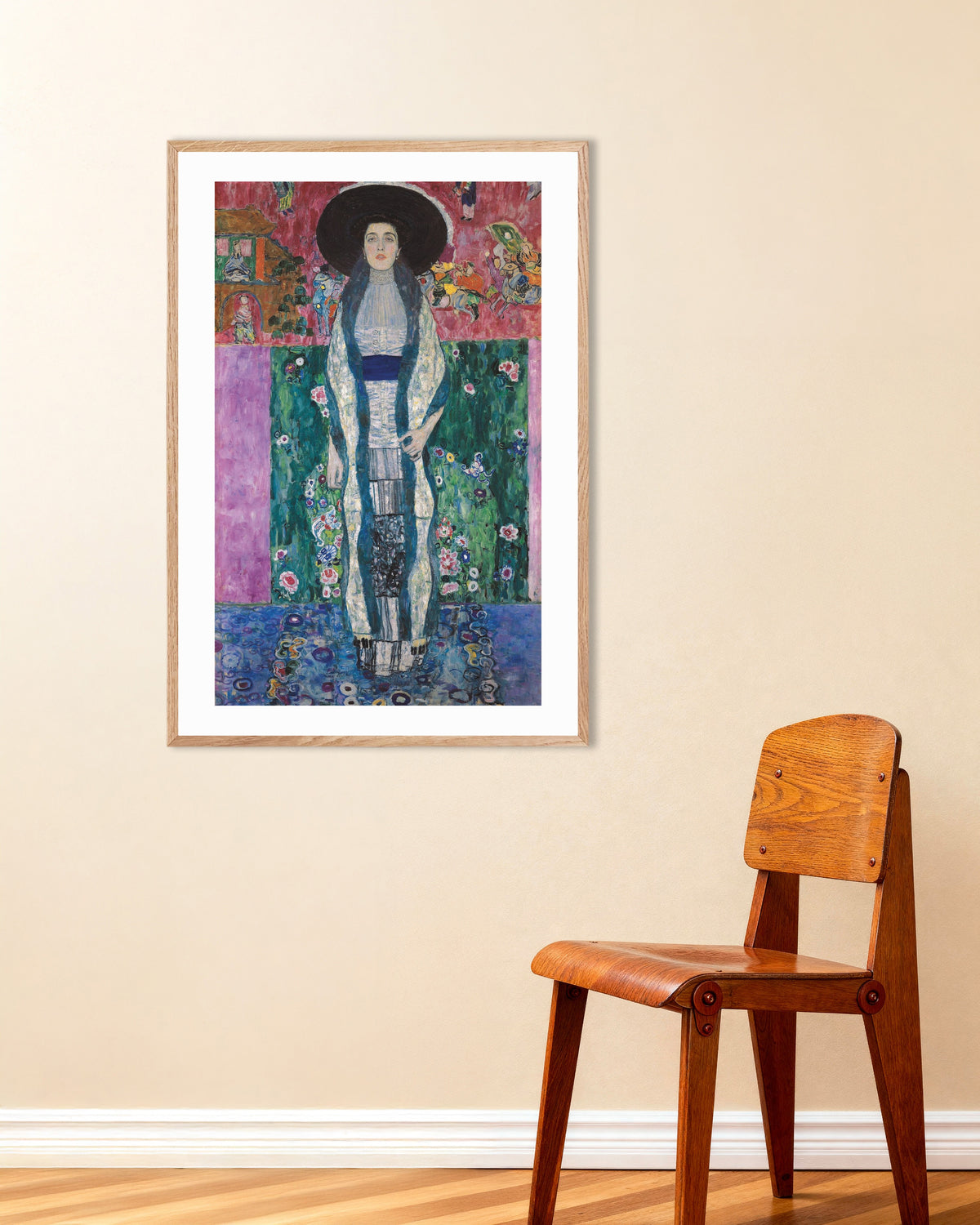 Poster Retrato de Adele Bloch-Bauer II (1912), de Gustav Klimt, com moldura de madeira natural