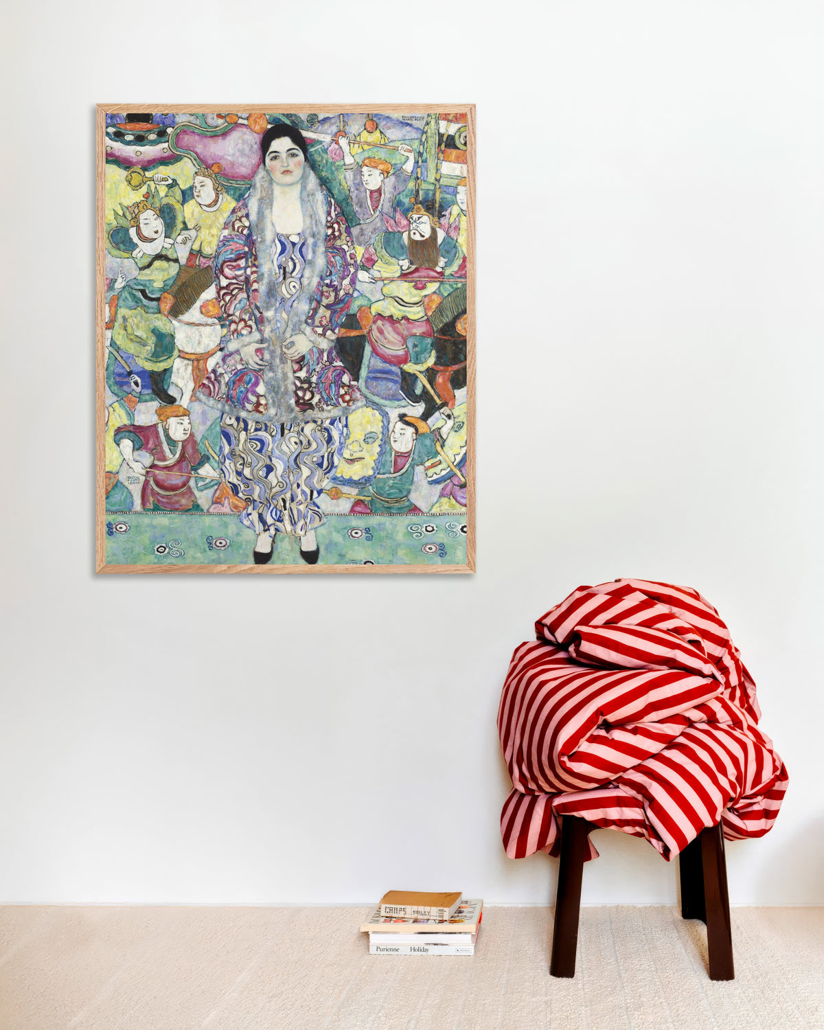 Poster de Retrato de Friederike Maria Beer (1916), de Gustav Klimt, com moldura de madeira natural