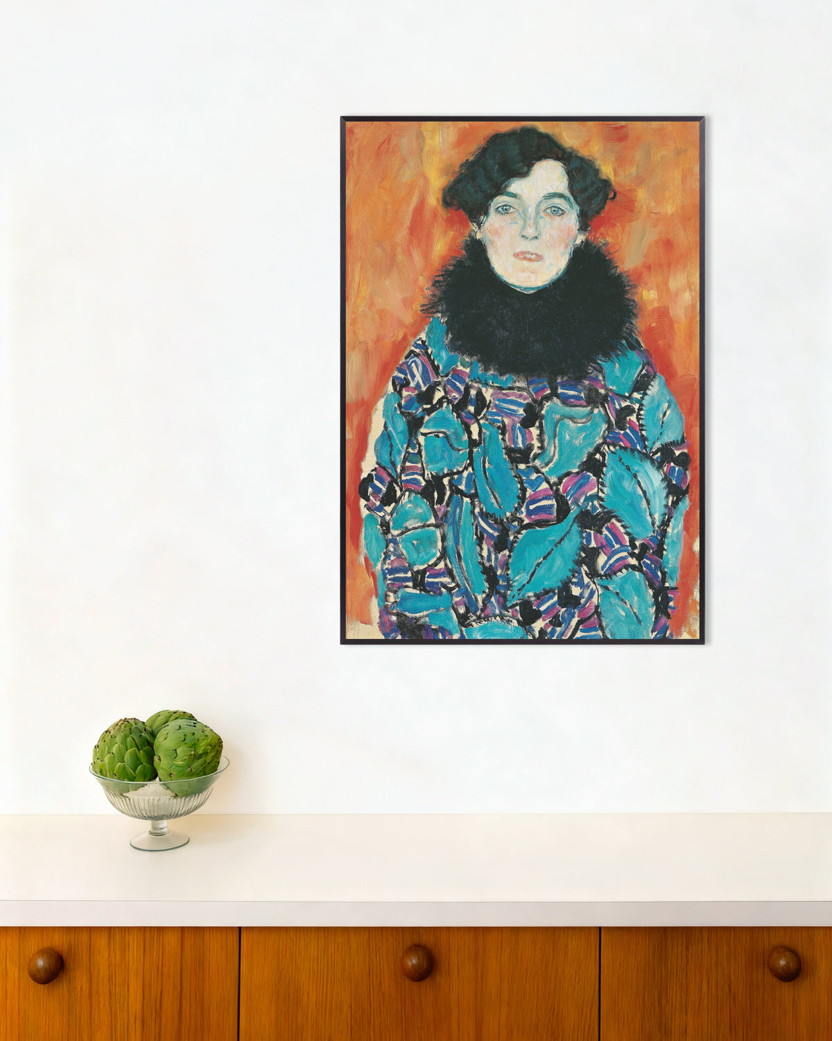 Poster Retrato de Johanna Staude (1917), de Gustav Klimt, com moldura de metal