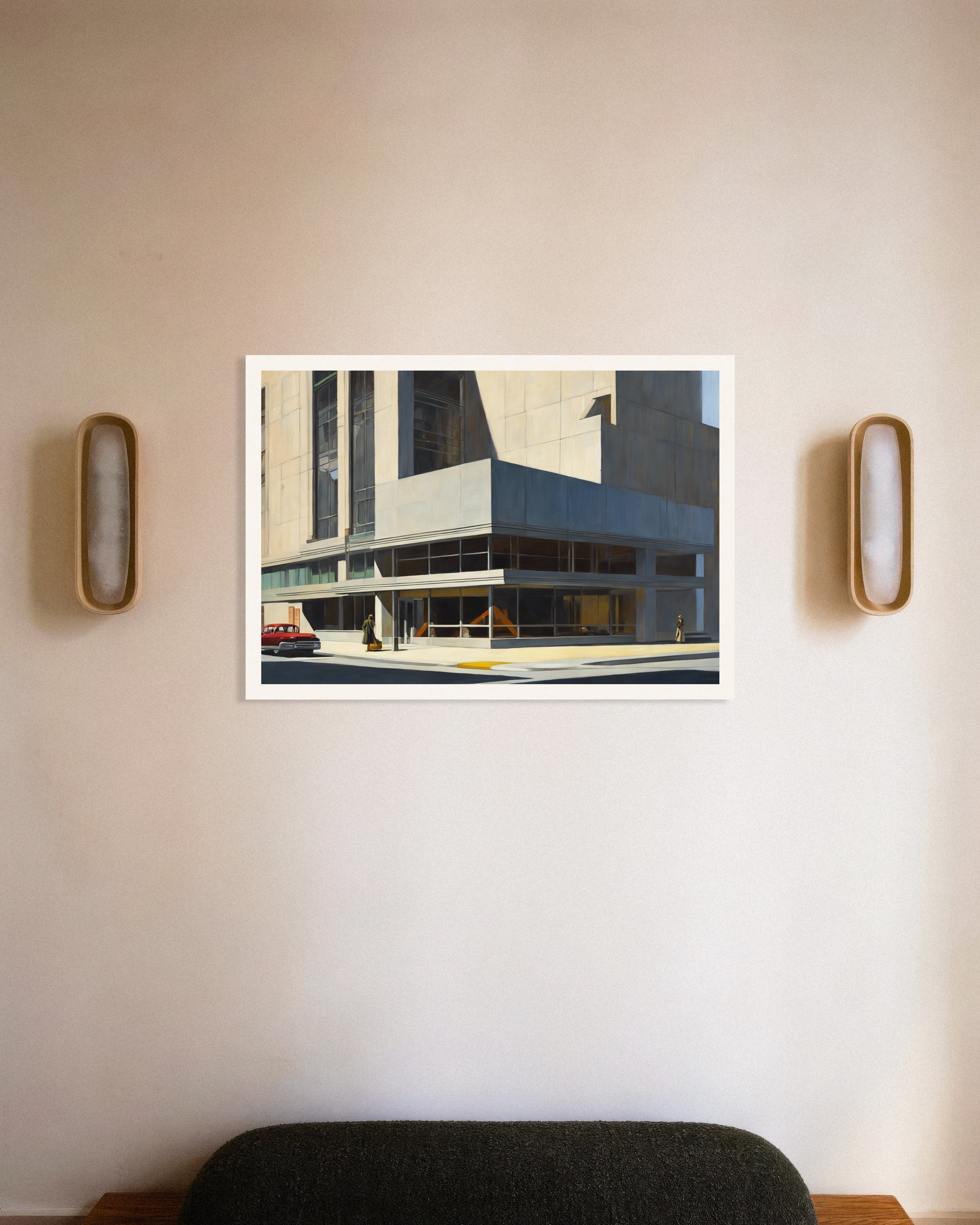 Poster of Realistic American painting of the 20th century, brutalist architecture - Poster