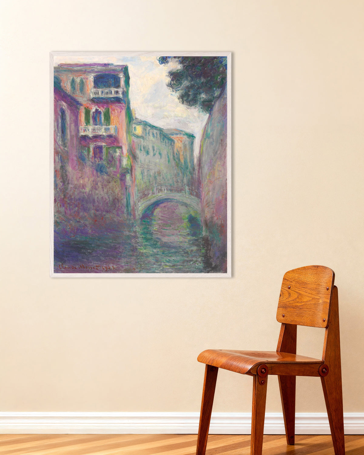Poster Rio della Salute (1908), de Claude Monet, com moldura de madeira branca