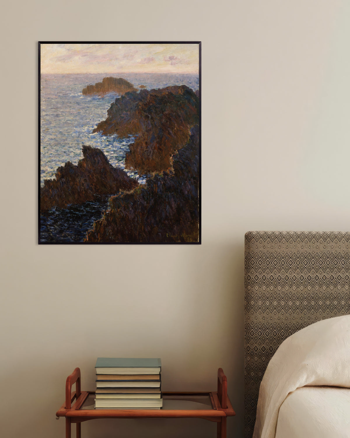 Poster Rochedos em Belle-Île, Port-Domois (1886), de Claude Monet, com moldura de metal