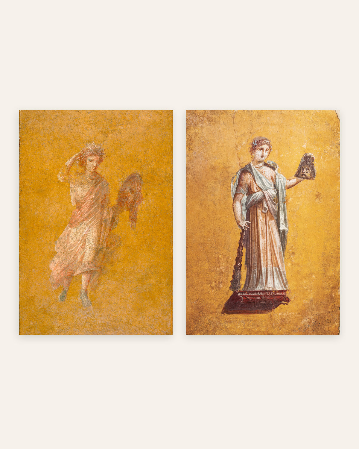 Posters de frescos romanos, conjunto de 2: Melpómene, musa da tragédia, sem moldura