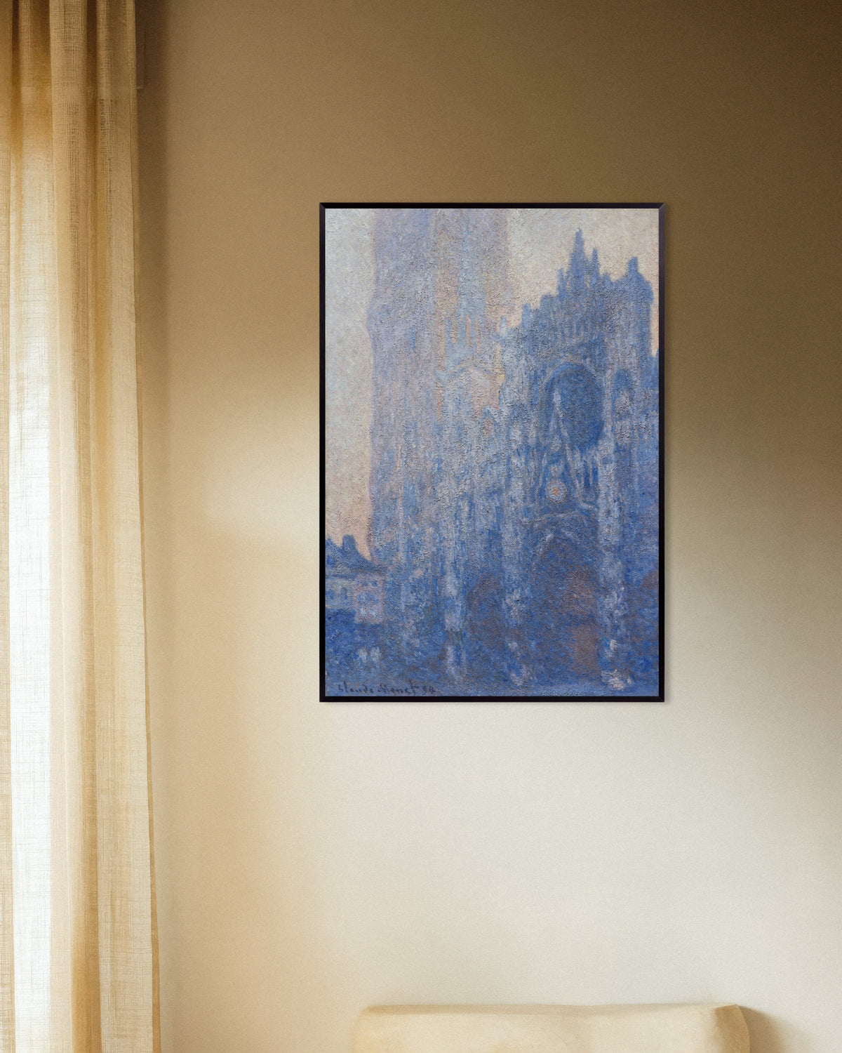 Poster A Catedral de Rouen, o Portal e a Torre de Albane, Efeito da Manhã (1894), de Claude Monet, com moldura de metal