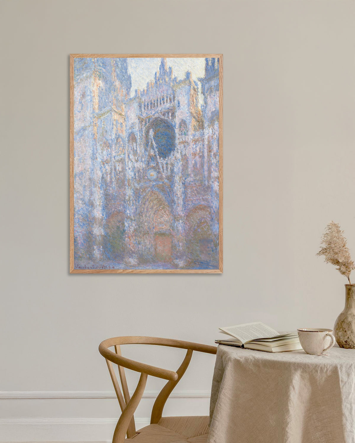 Poster A Catedral de Rouen, Fachada Oeste (1894), de Claude Monet, com moldura de madeira natural