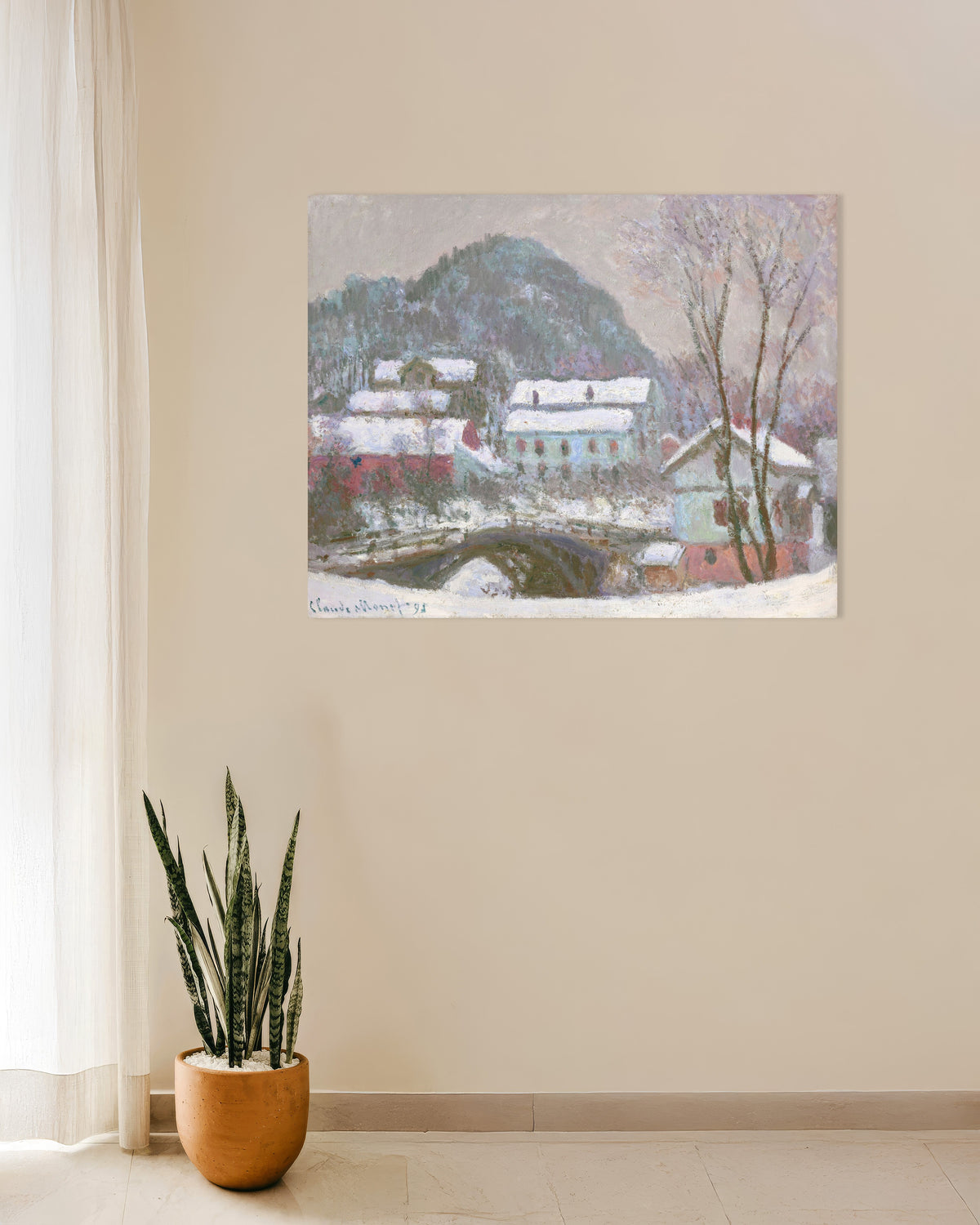 Poster Sandvika, Noruega, Efeito de Neve (1895), de Claude Monet