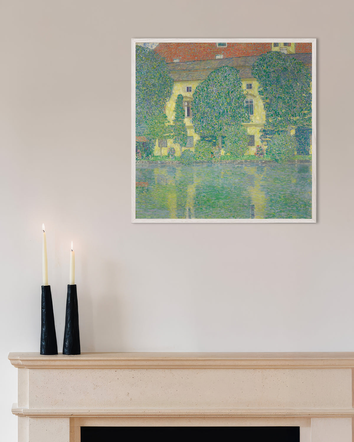 Poster de Schloss Kammer no Attersee III (1910), de Gustav Klimt, com moldura de madeira branca