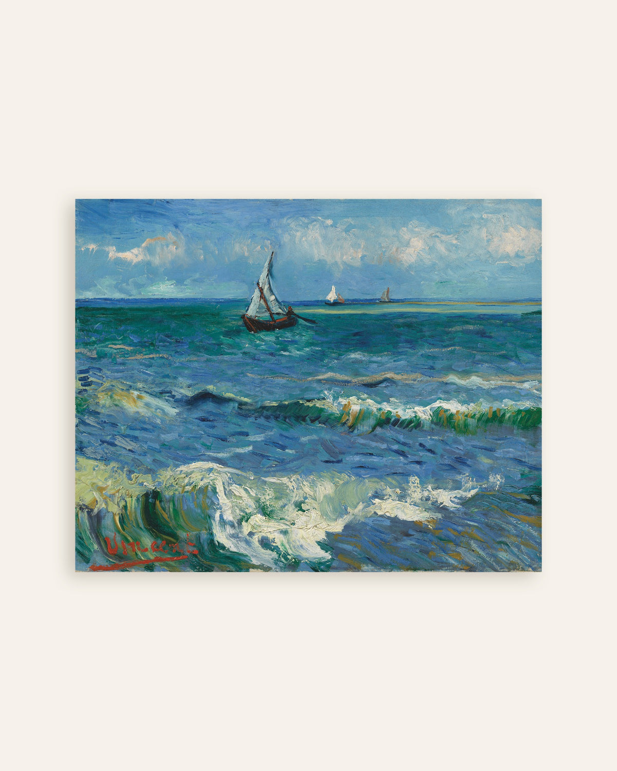 Poster de Paisagem marítima perto de Les Saintes-Maries-de-la-Mer (1888), de Vincent van Gogh, em miniatura