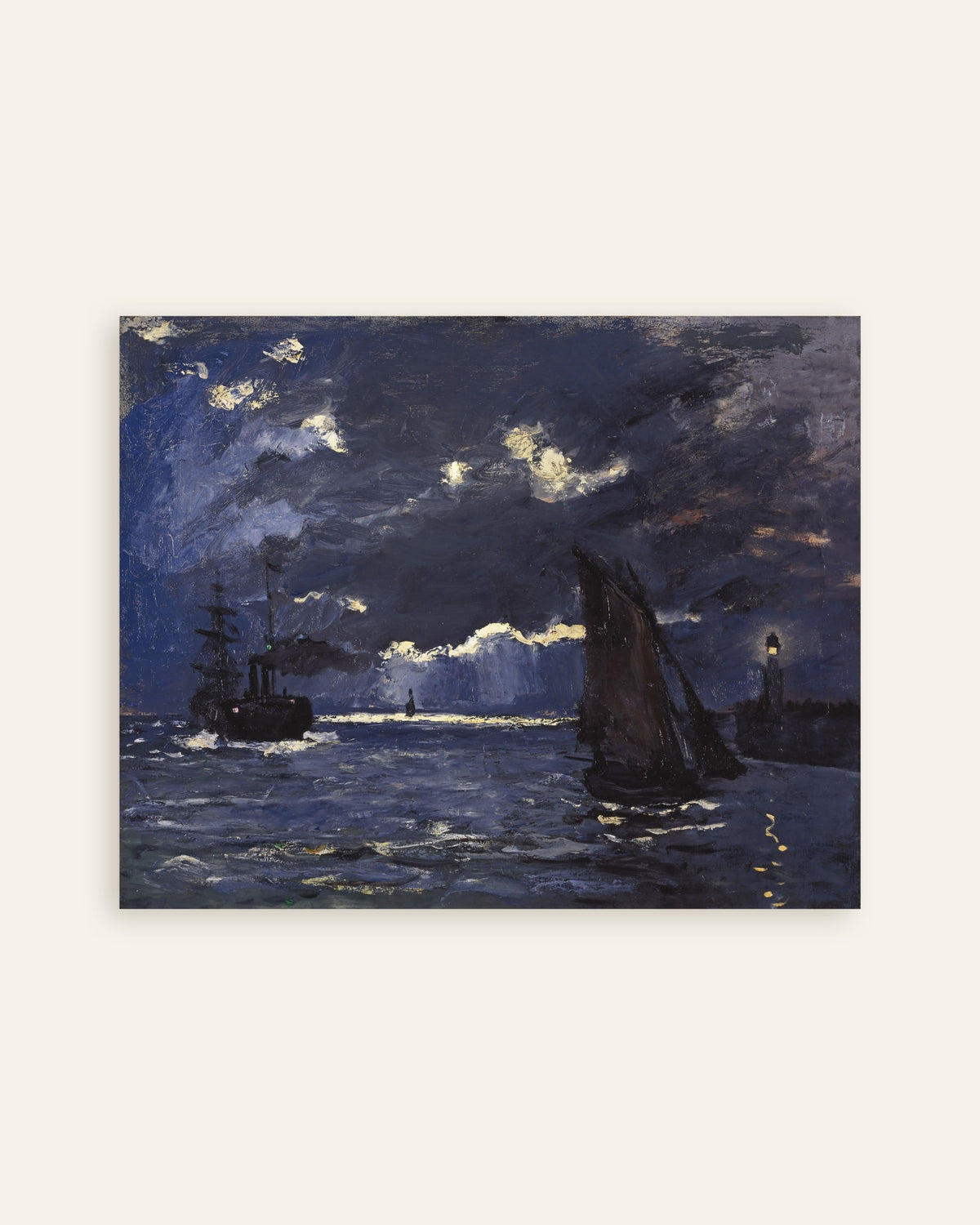 Poster Marinha, Navios ao Luar (1864), de Claude Monet, miniatura