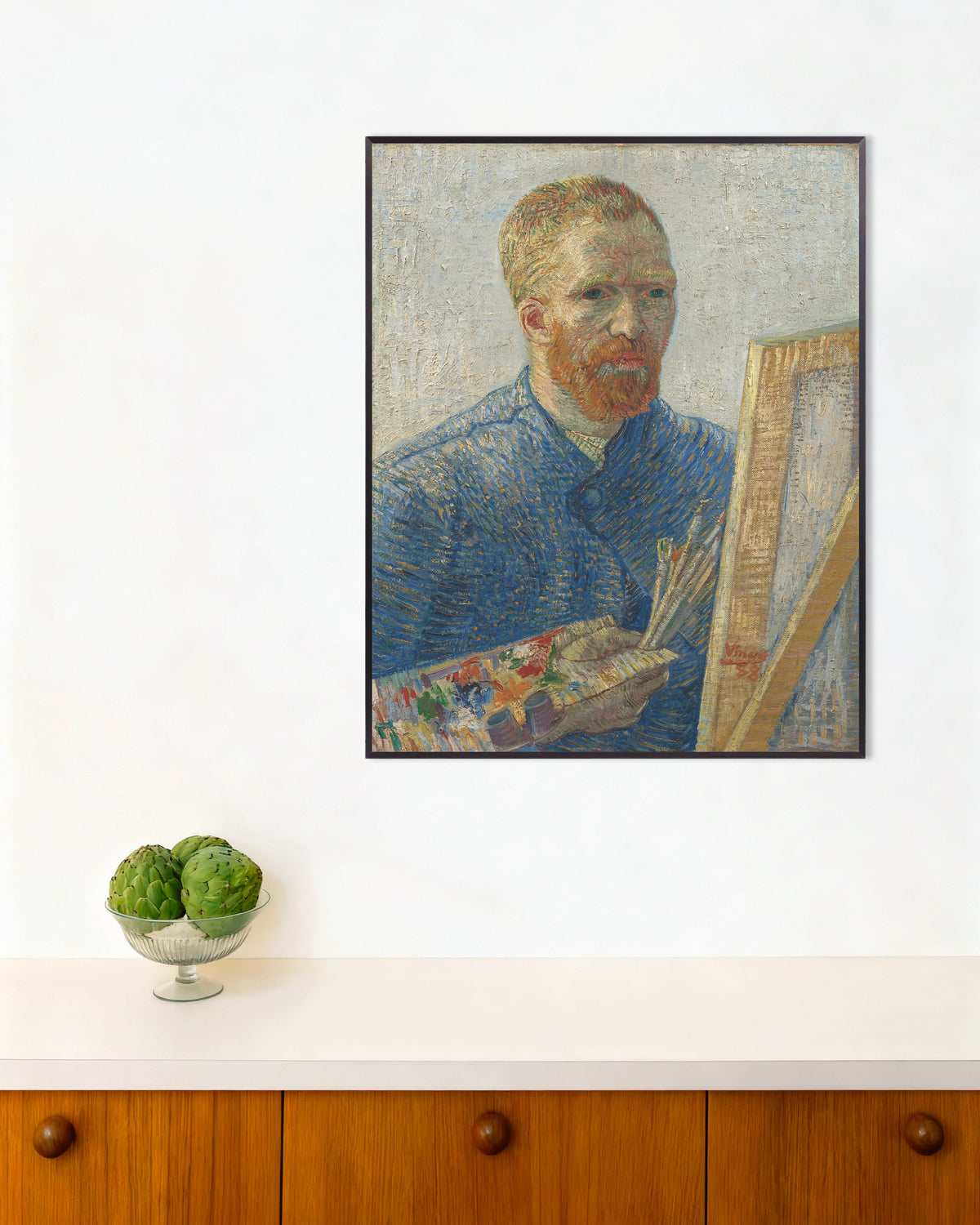 Poster de Autorretrato como Pintor (1888), de Vincent van Gogh, com moldura de metal