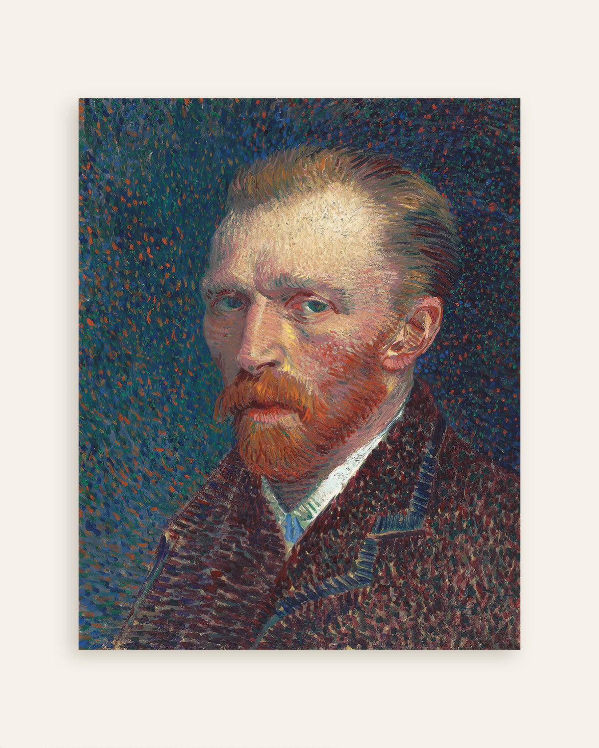 Poster de Autorretrato sobre Fundo Azul com Pontos (1887), de Vincent van Gogh, em miniatura