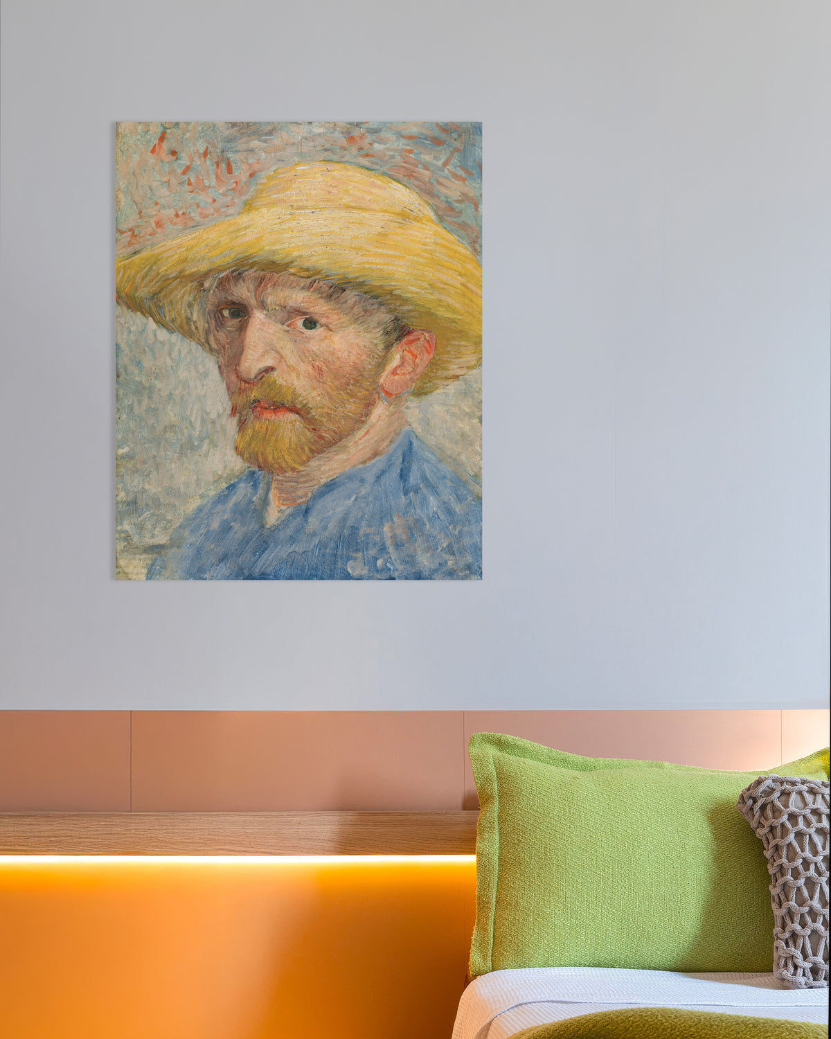 Poster Autorretrato com chapéu de palha e blusa azul (1887), de Vincent van Gogh