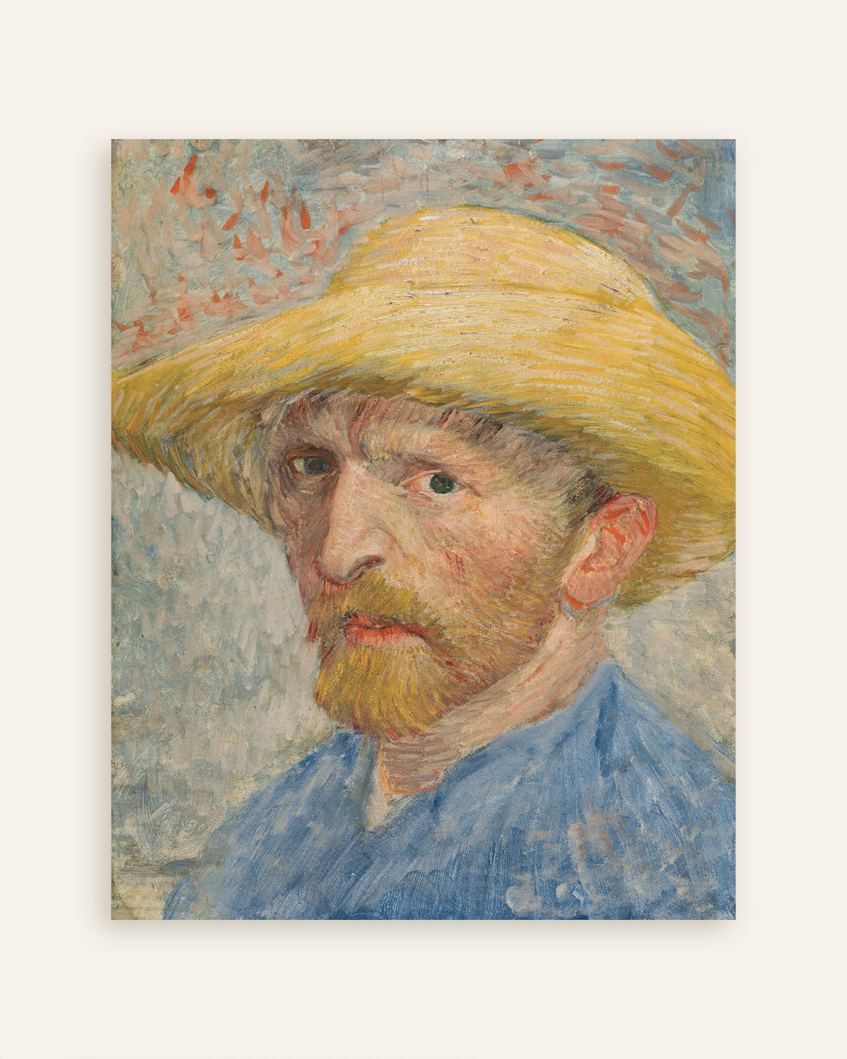 Miniatura do poster Autorretrato com chapéu de palha e blusa azul (1887), de Vincent van Gogh