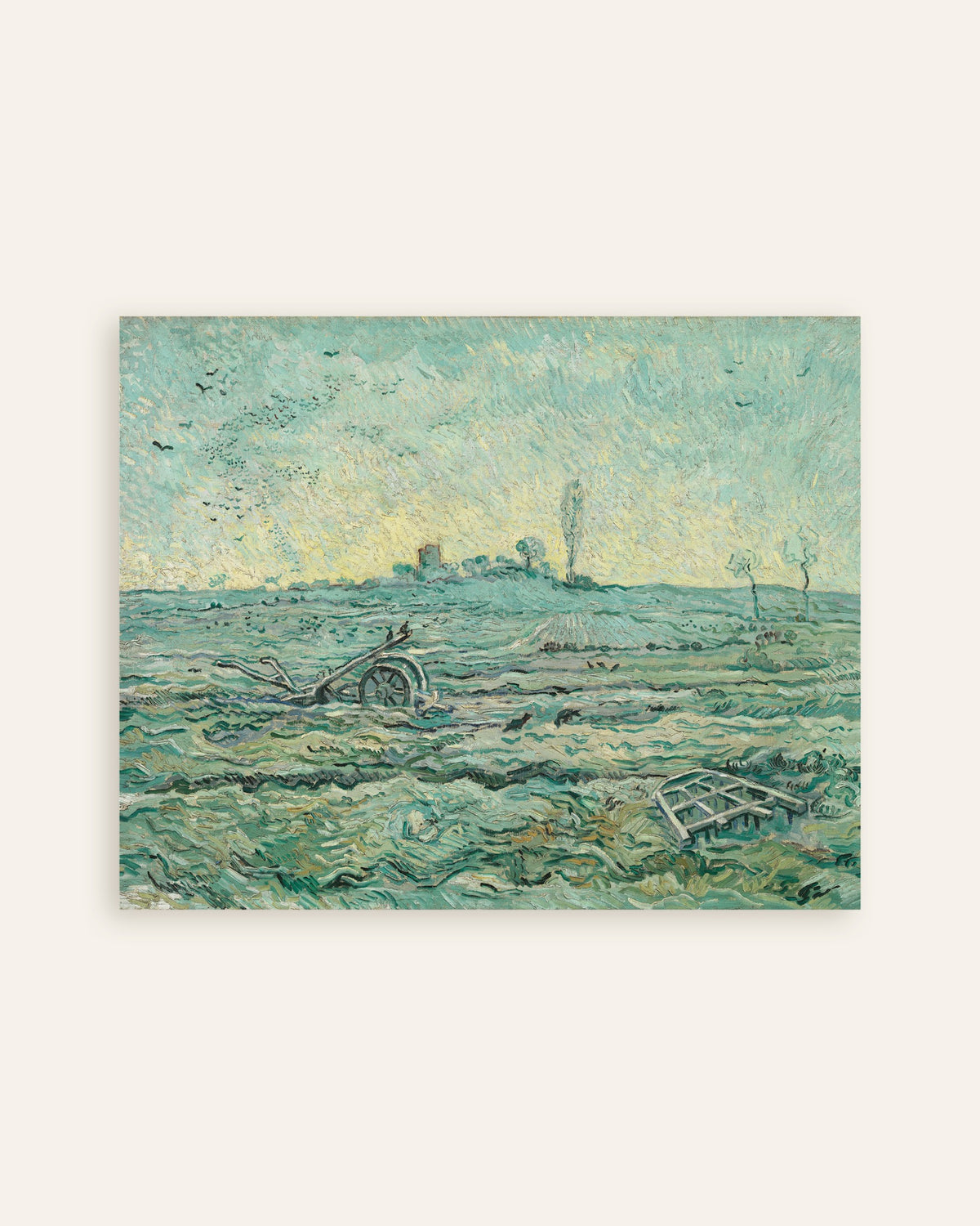 Miniatura do poster Campo coberto de neve com uma grade, segundo Millet (1890), de Vincent van Gogh