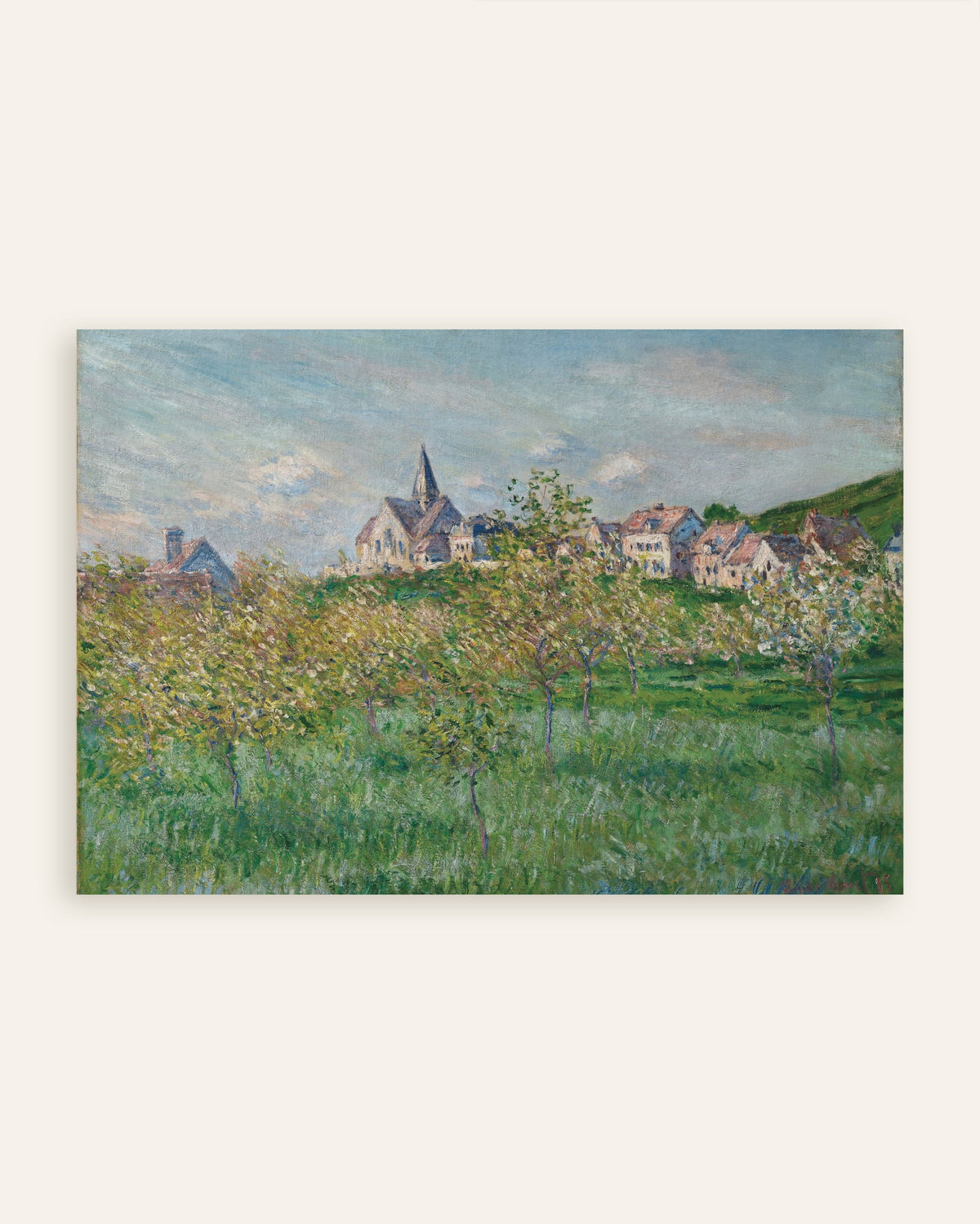 Poster Primavera em Giverny, Efeito de Tarde (1885), de Claude Monet, miniatura