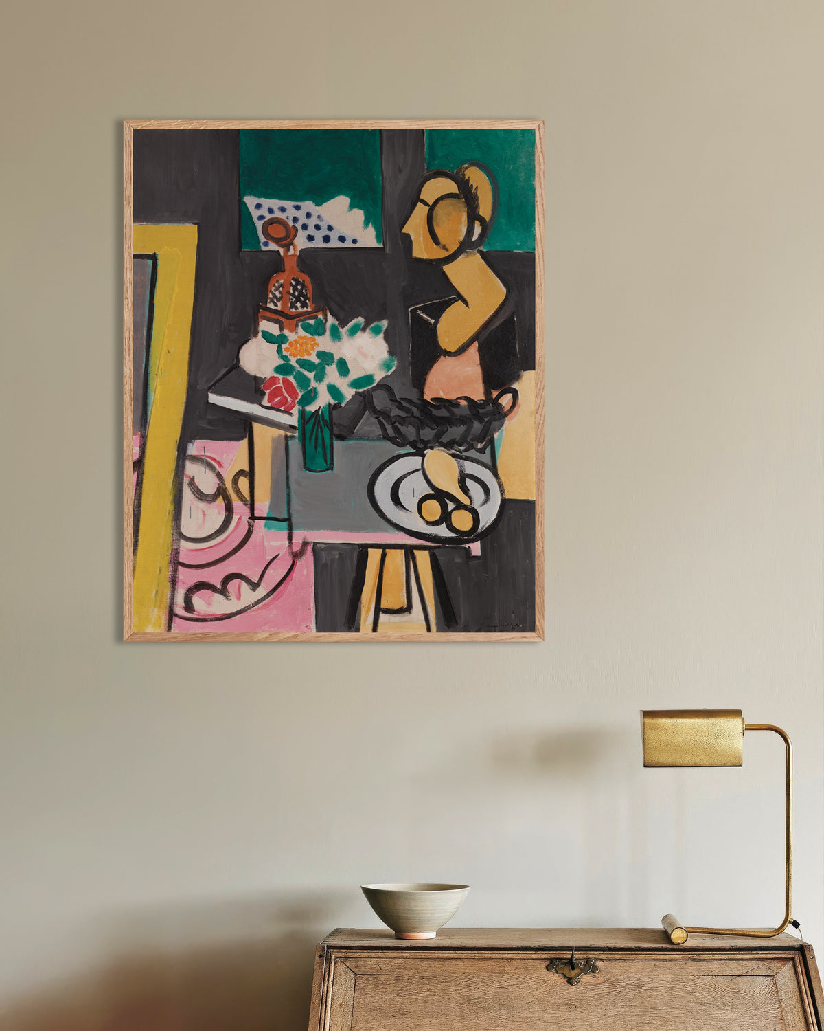 Poster de Natureza-morta com cabaças (1916), de Henri Matisse, com moldura de madeira natural
