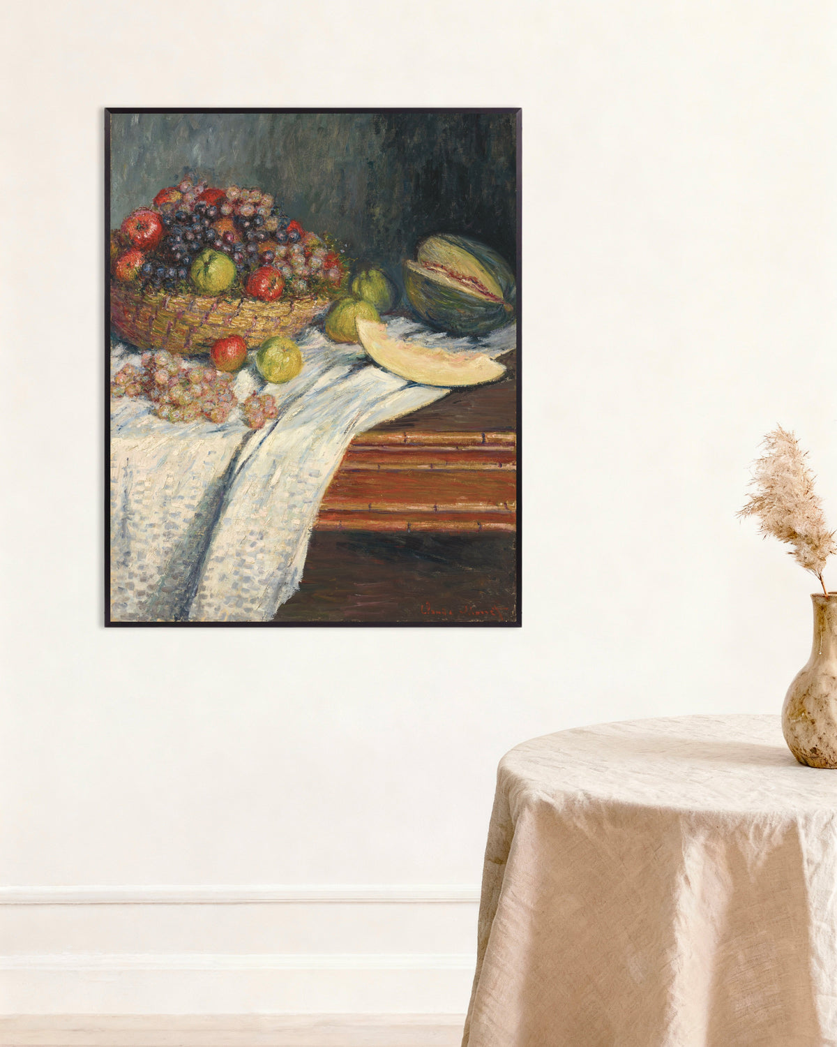 Poster Natureza-Morta com Melão (1879), de Claude Monet, com moldura de metal