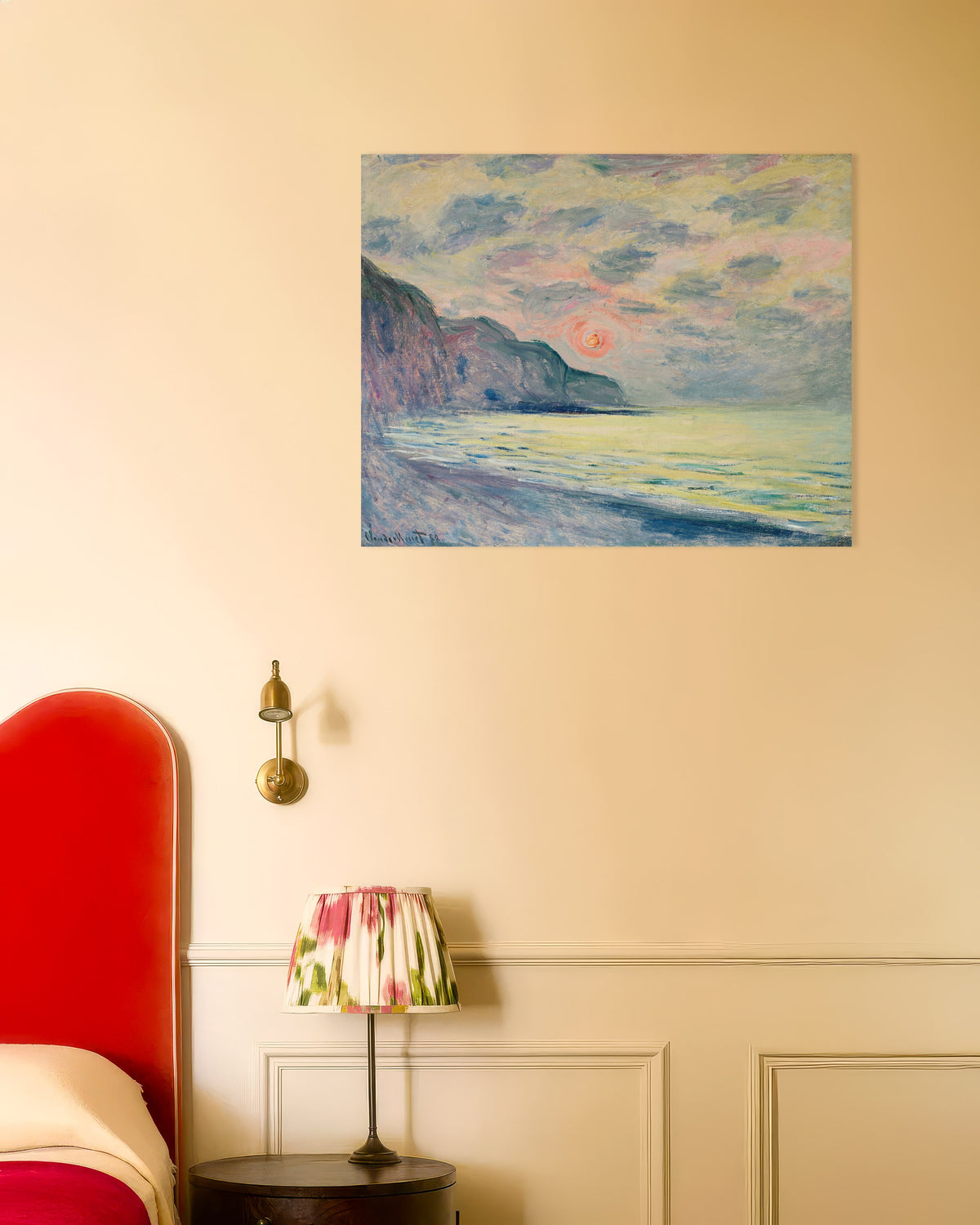Poster Pôr do Sol, Tempo de Nevoeiro, Pourville (1882), de Claude Monet