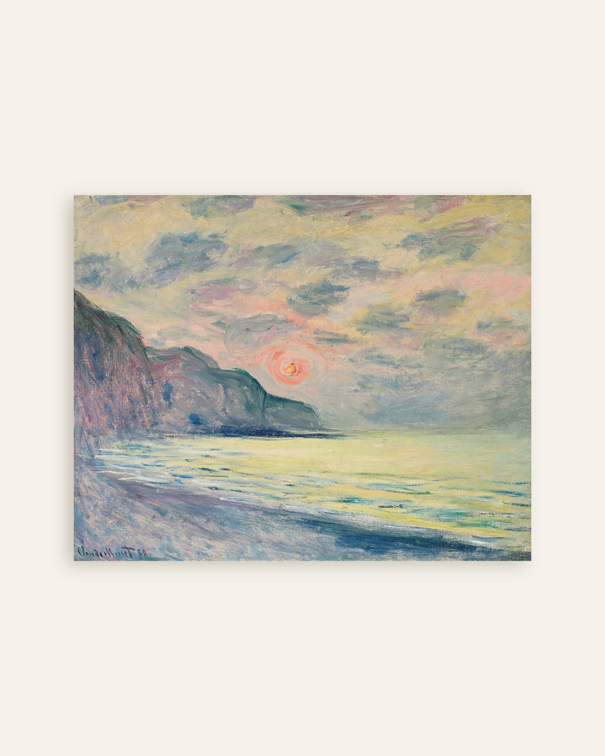 Poster Pôr do Sol, Tempo de Nevoeiro, Pourville (1882), de Claude Monet, miniatura