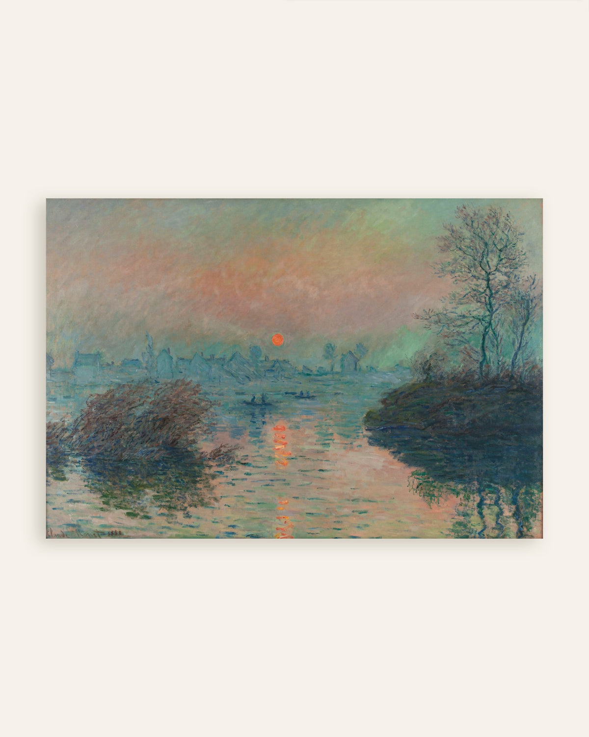 Poster Pôr do Sol no Sena em Lavacourt, Efeito de Inverno (1880), de Claude Monet, miniatura