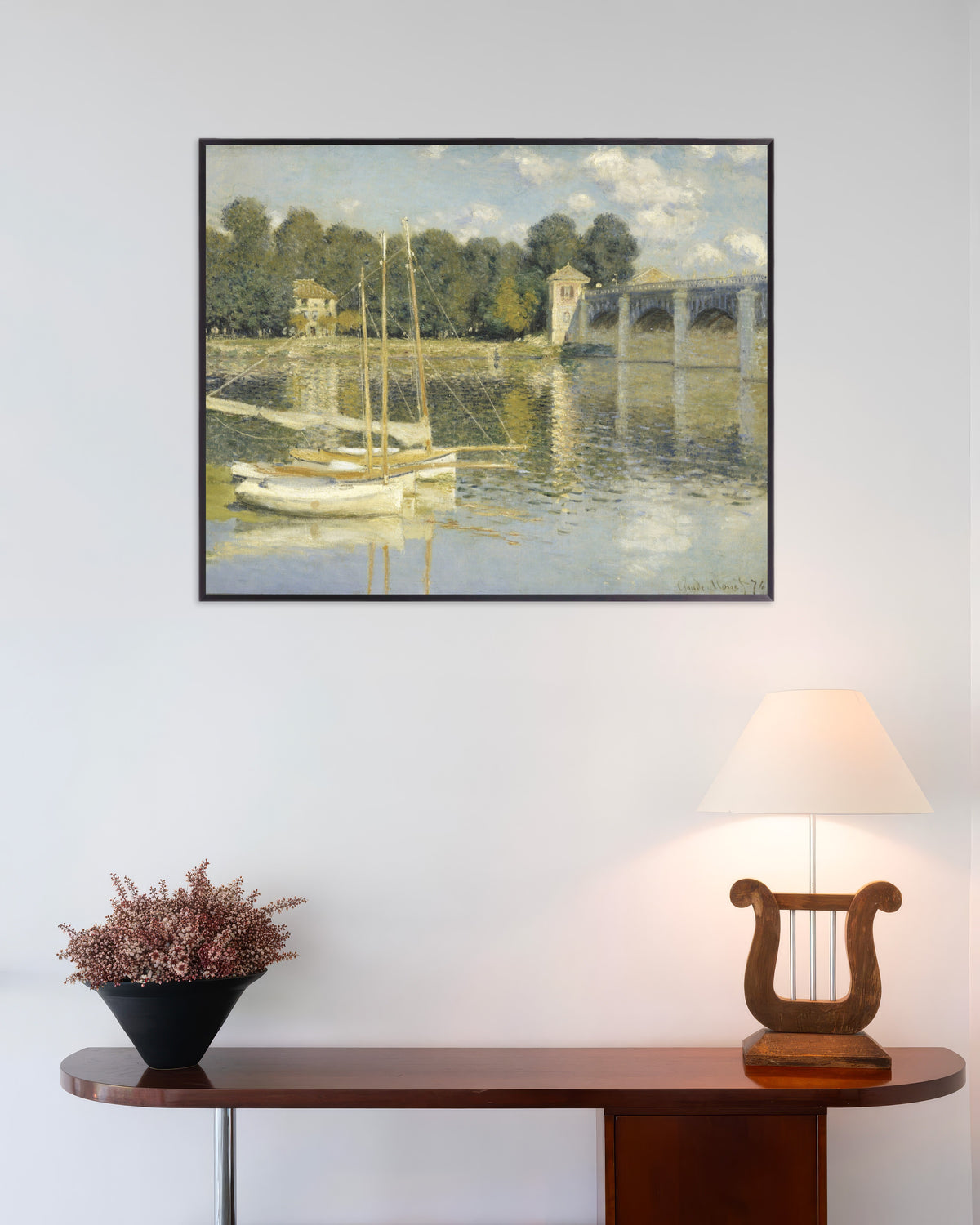 Poster A Ponte de Argenteuil (1874), de Claude Monet, com moldura de metal